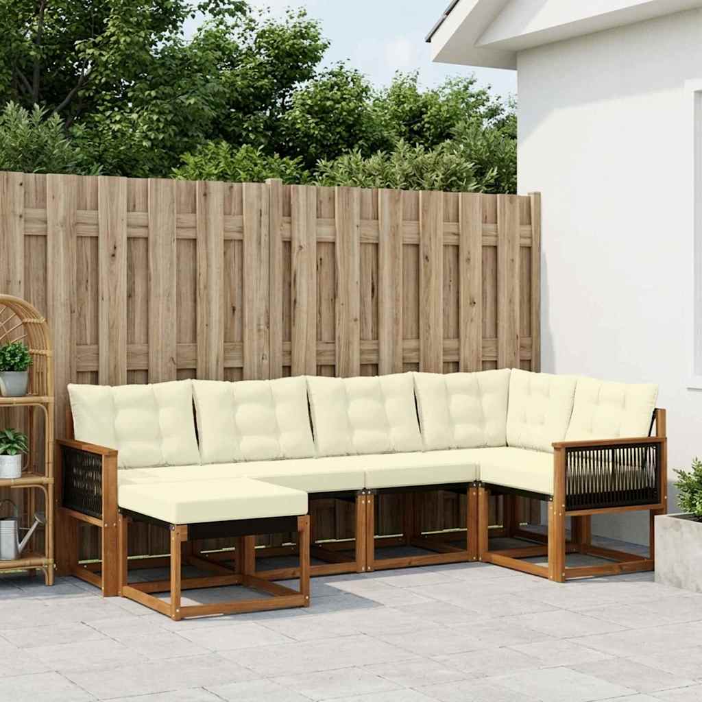 Outdoor-Sofagarnitur 6 stk. Natur und Creme