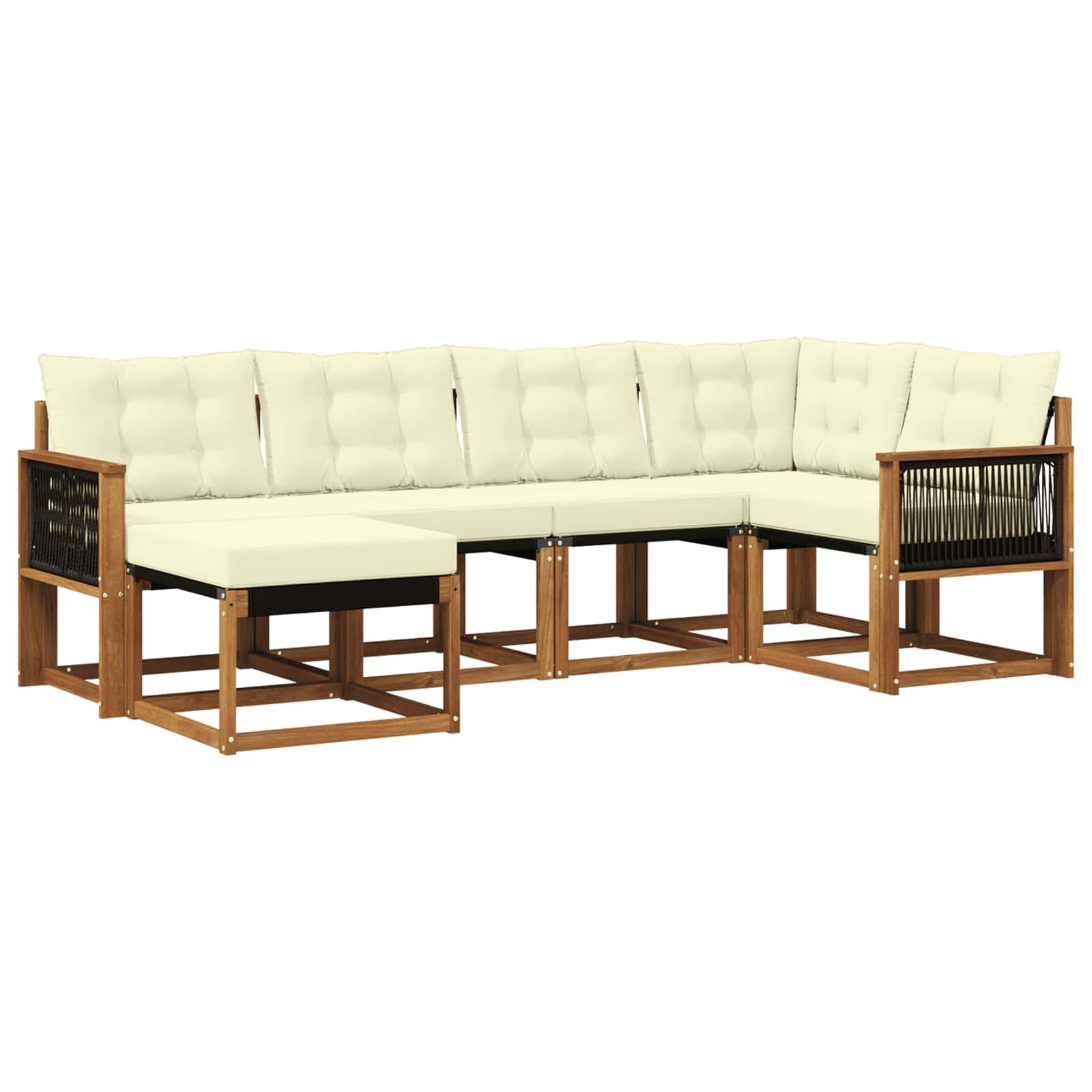 Outdoor-Sofagarnitur 6 stk. Natur und Creme