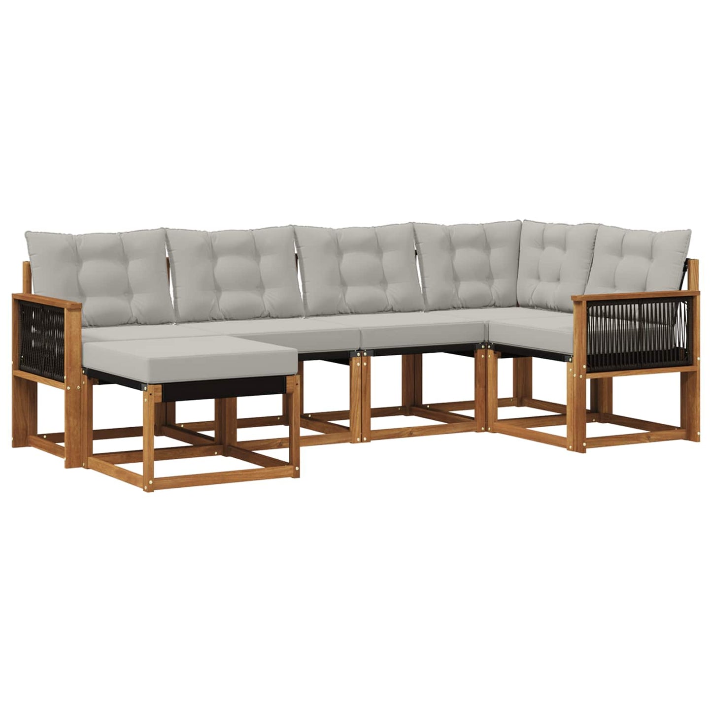 Outdoor-Sofagarnitur mit Kissen 6 pcs Natürlich und Hellgrau