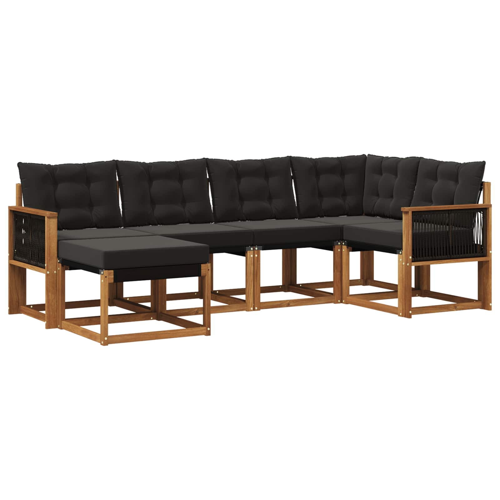 Outdoor-Sofagarnitur mit Kissen 6 pcs Natürlich und Schwarz