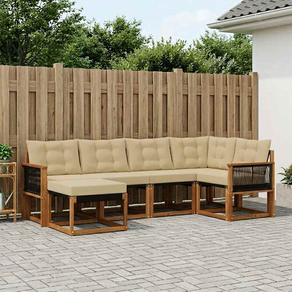 Outdoor-Sofagarnitur mit Kissen 6 pcs Natur und Beige