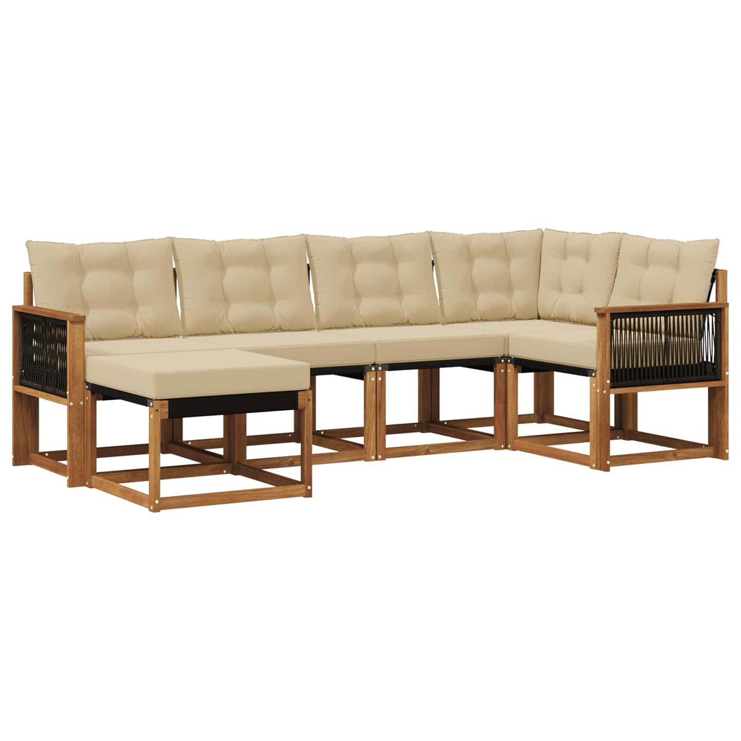 Outdoor-Sofagarnitur mit Kissen 6 pcs Natur und Beige