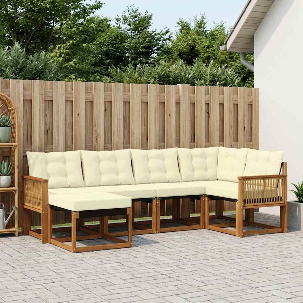 Outdoor-Sofagarnitur mit Kissen 6 pcs Natur und Creme