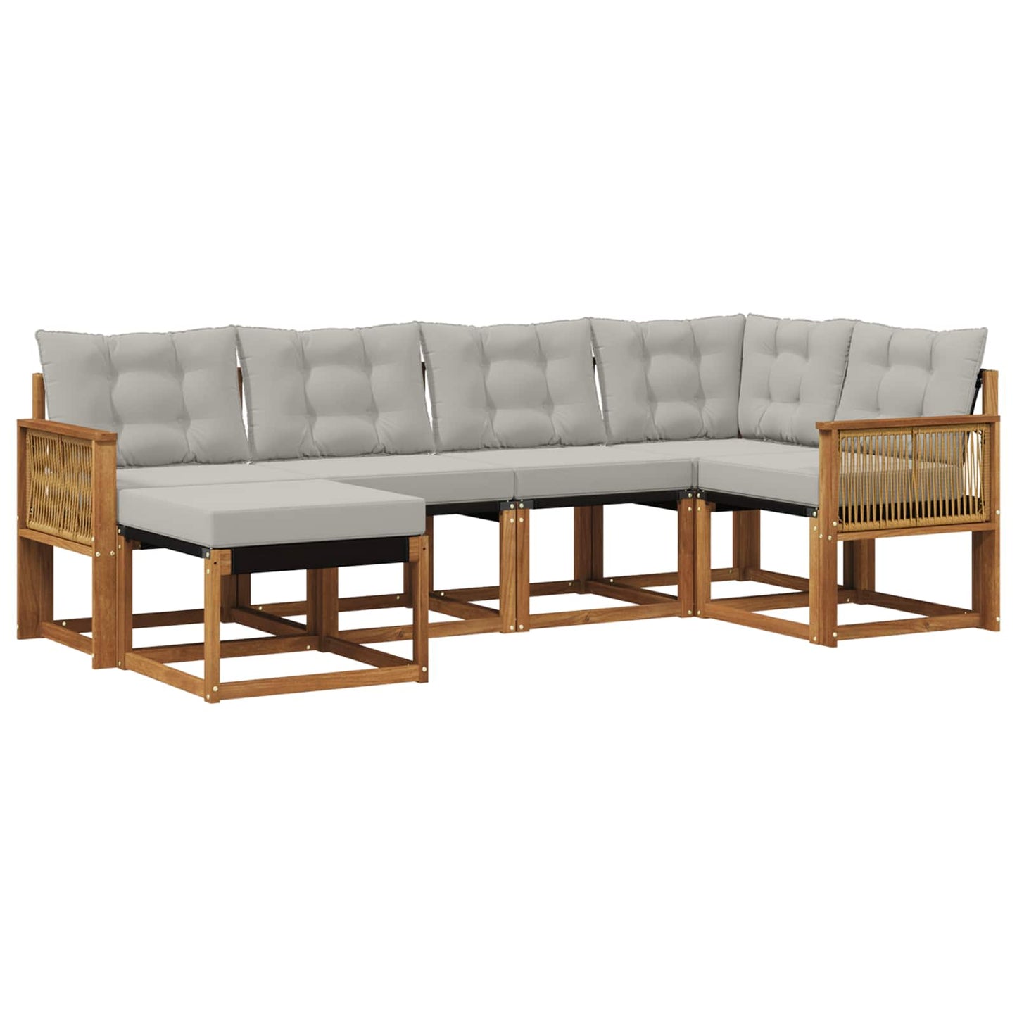 Outdoor-Sofagarnitur mit Kissen 6 pcs Natürlich und Hellgrau