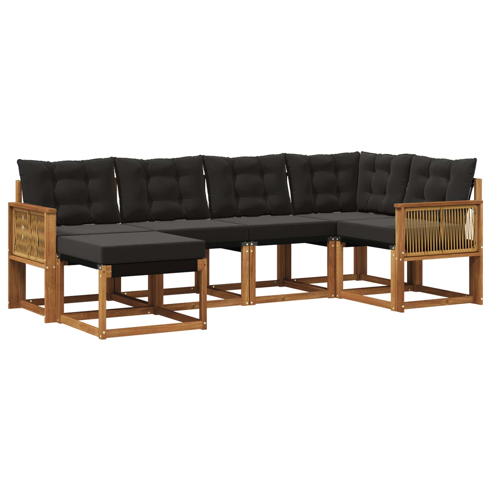 Outdoor-Sofagarnitur mit Kissen 6 pcs Natürlich und Schwarz