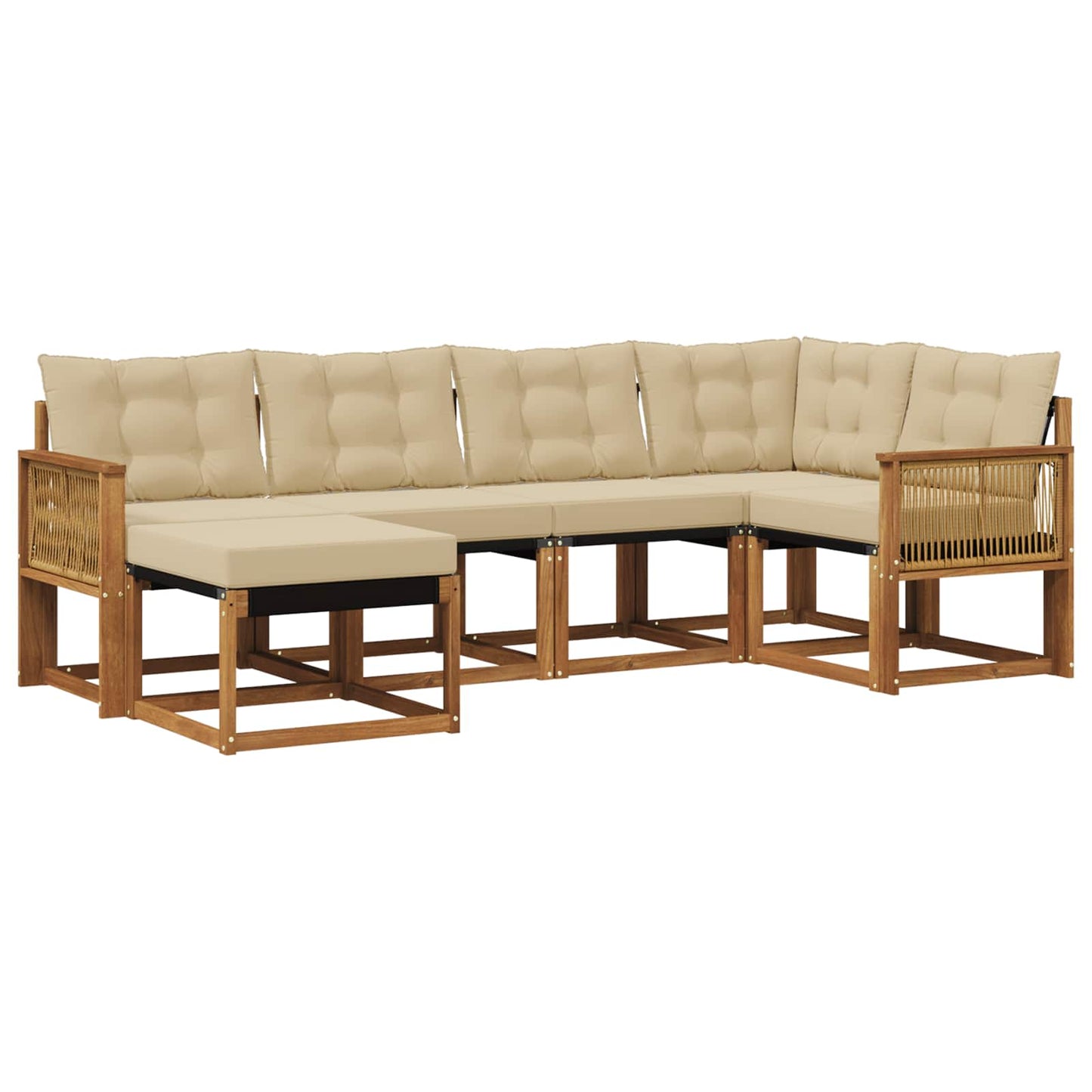 Outdoor-Sofagarnitur mit Kissen 6 pcs Natur und Beige