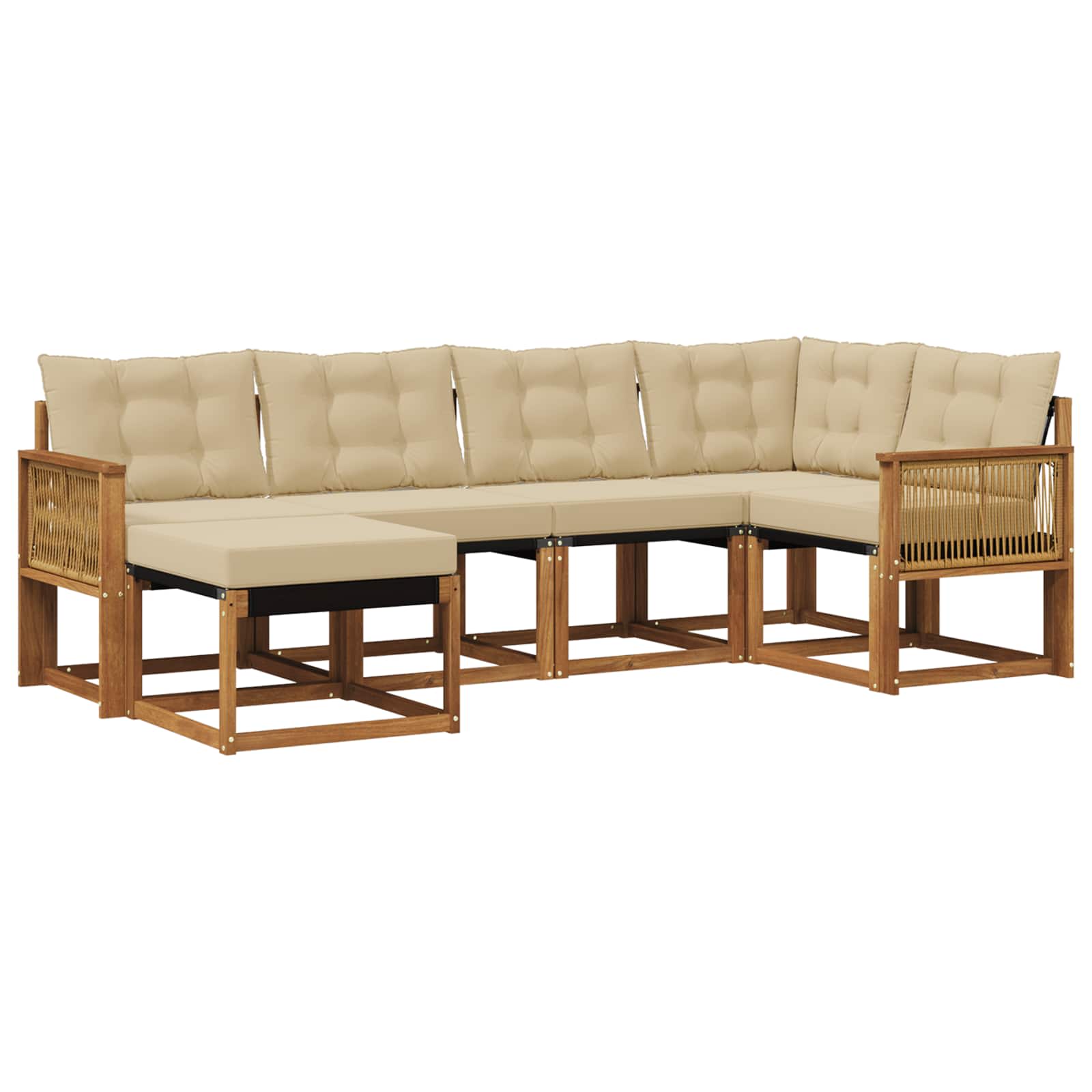 Outdoor-Sofagarnitur mit Kissen 6 pcs Natur und Beige