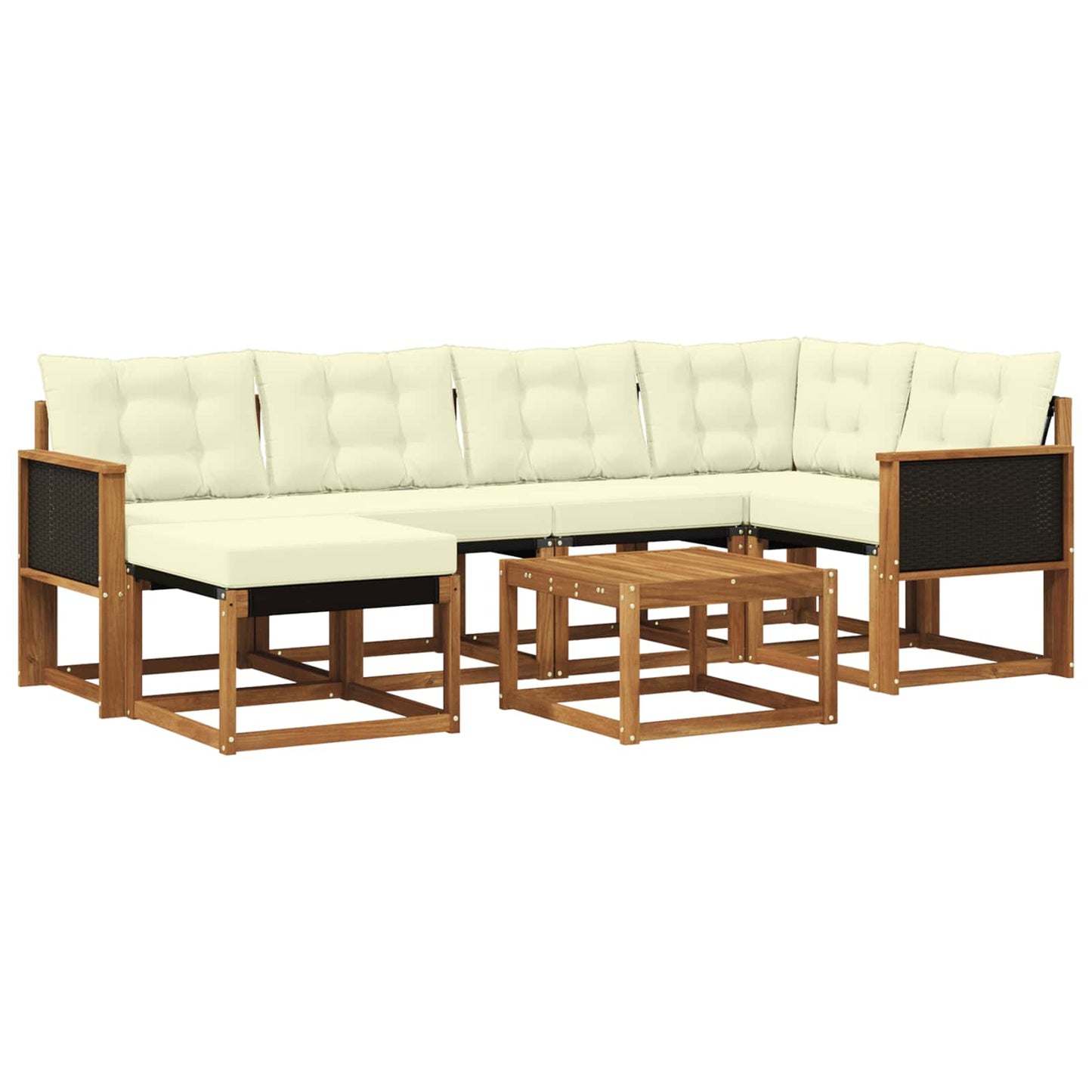 Outdoor-Sofagarnitur 7 stk. Natur und Creme