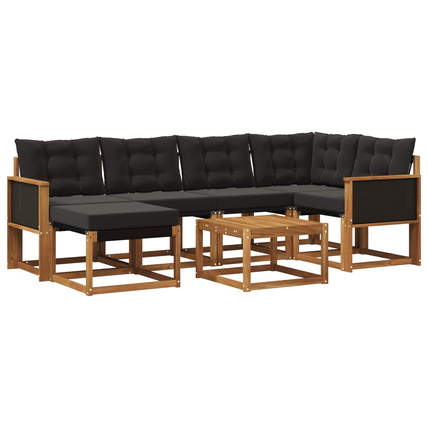 Outdoor-Sofagarnitur mit Kissen 7 pcs Natürlich und Schwarz