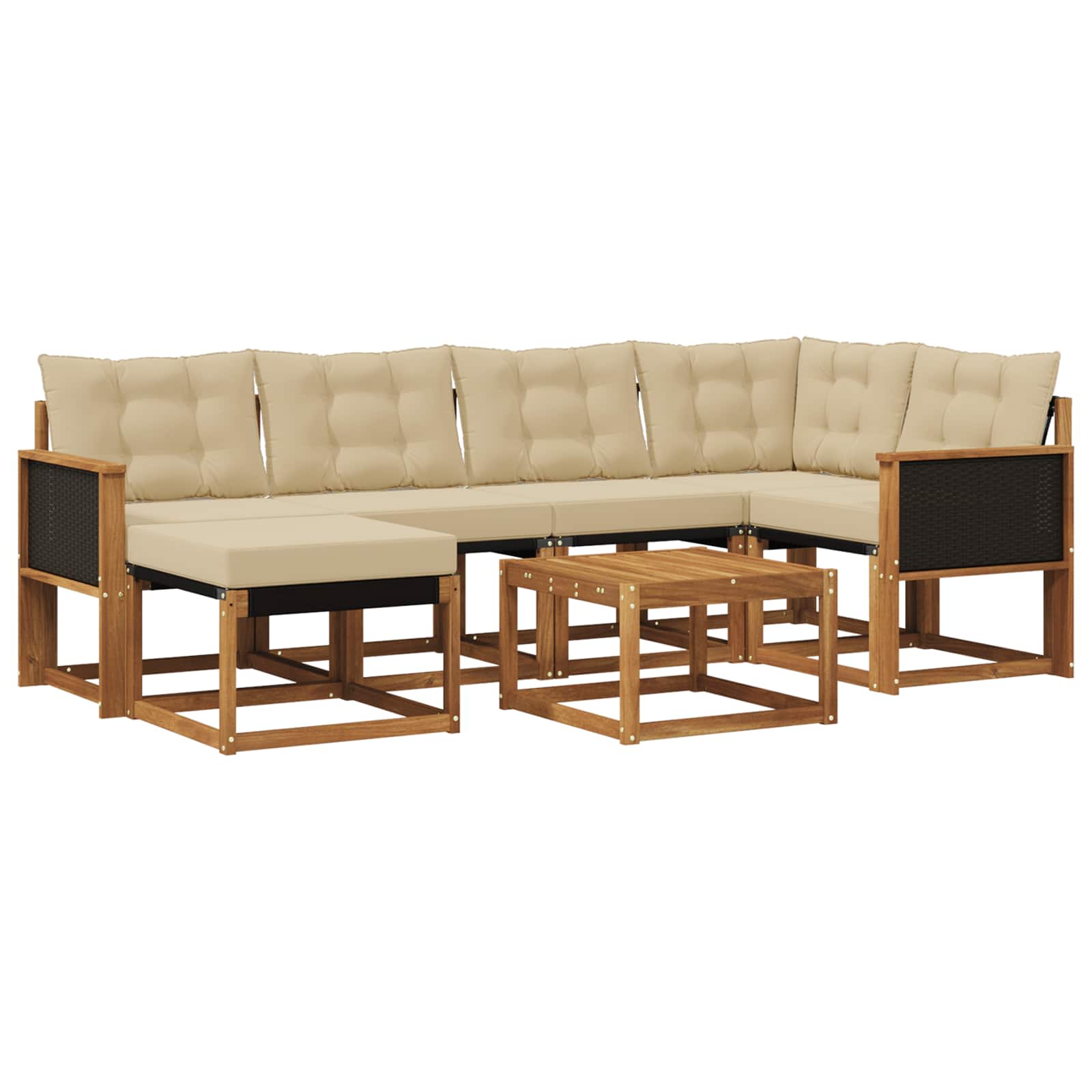 Outdoor-Sofagarnitur mit Kissen 7 pcs Natur und Beige