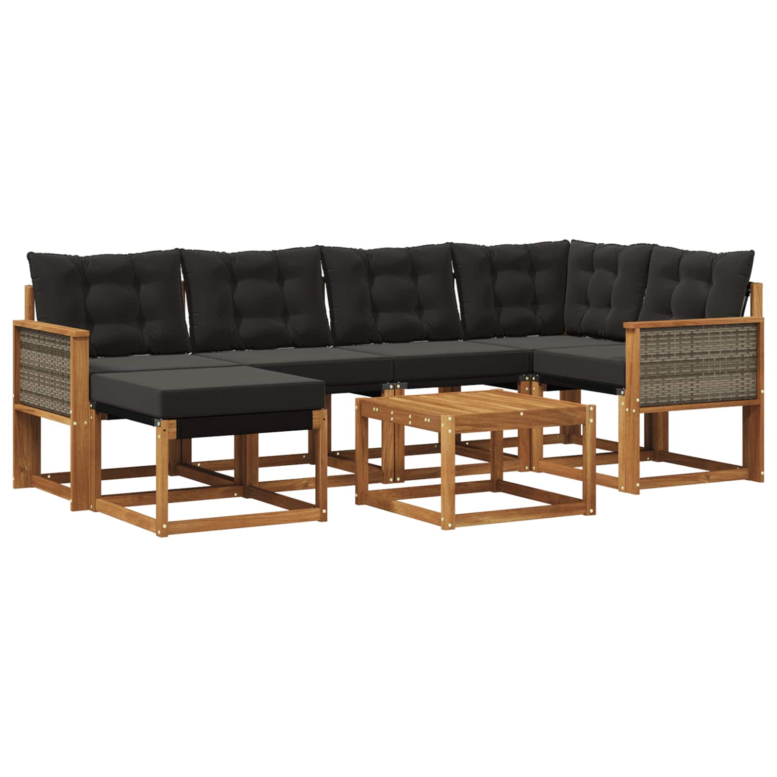 Outdoor-Sofagarnitur mit Kissen 7 pcs Natürlich und Schwarz