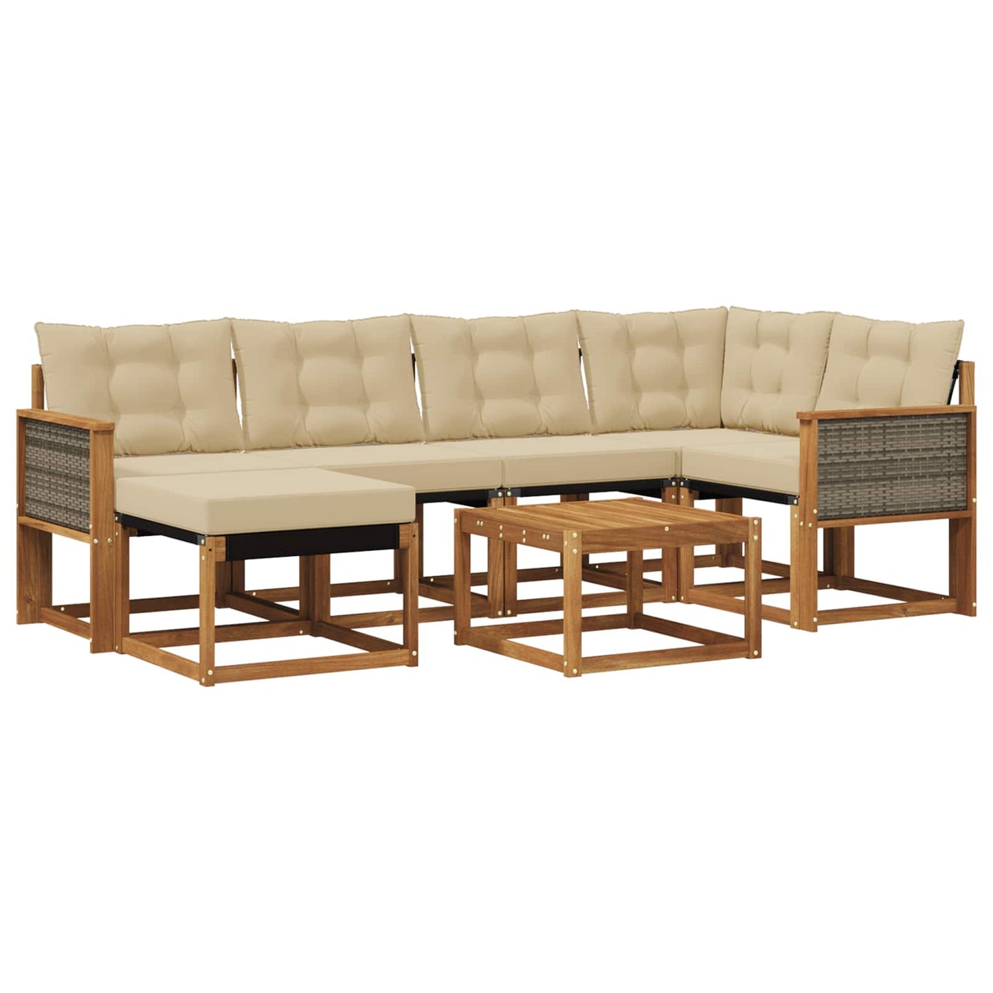 Outdoor-Sofagarnitur mit Kissen 7 pcs Natur und Beige