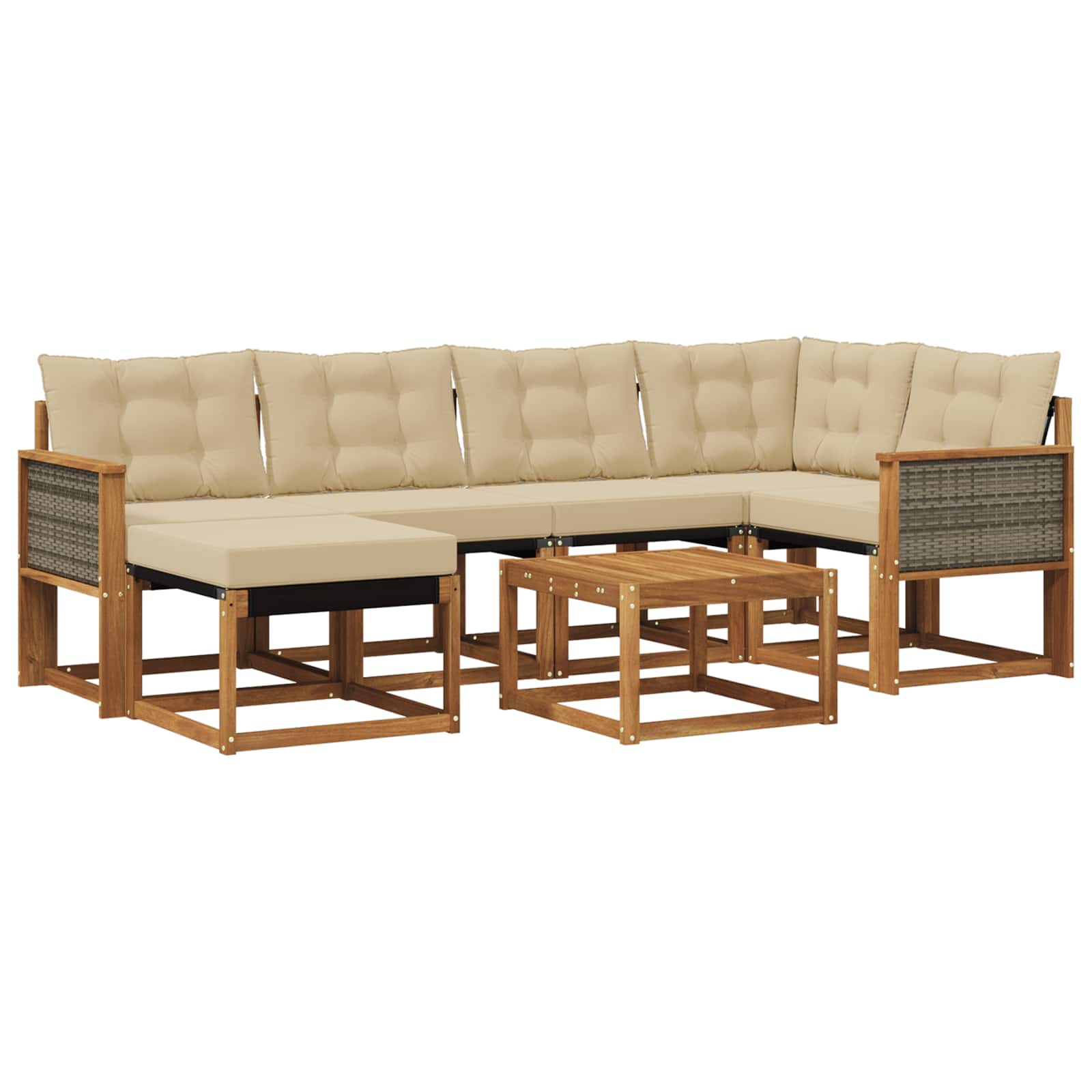 Outdoor-Sofagarnitur mit Kissen 7 pcs Natur und Beige