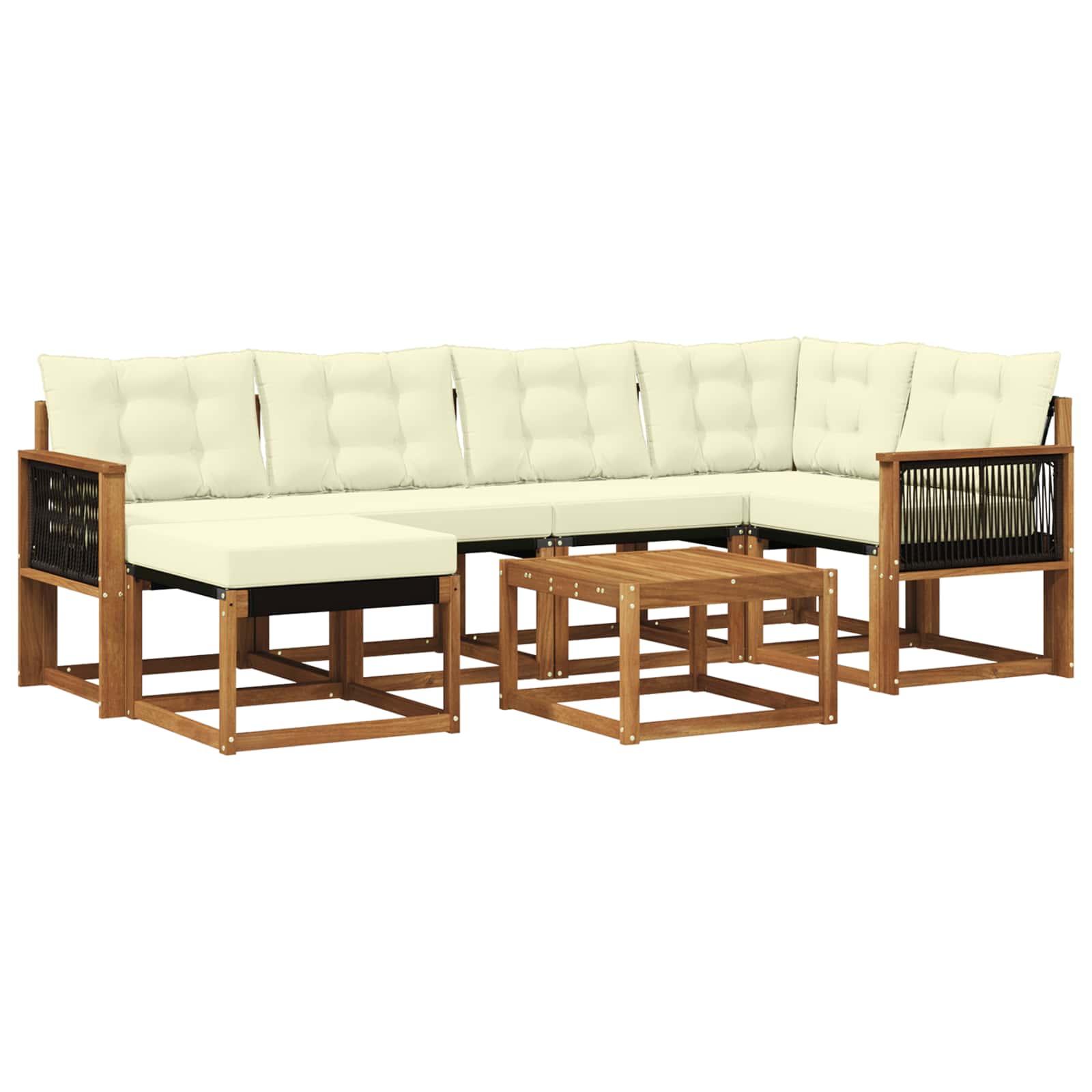 Outdoor-Sofagarnitur 7 stk. Natur und Creme