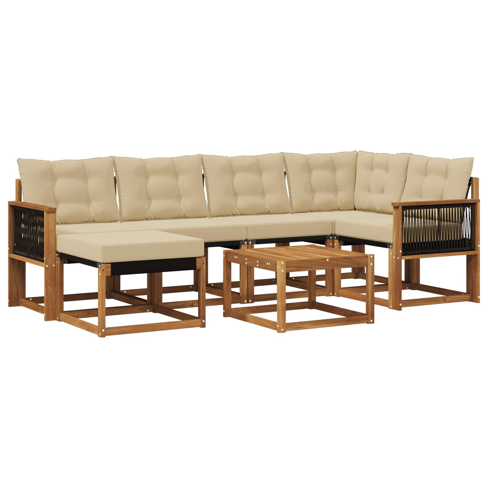 Outdoor-Sofagarnitur mit Kissen 7 pcs Natur und Beige