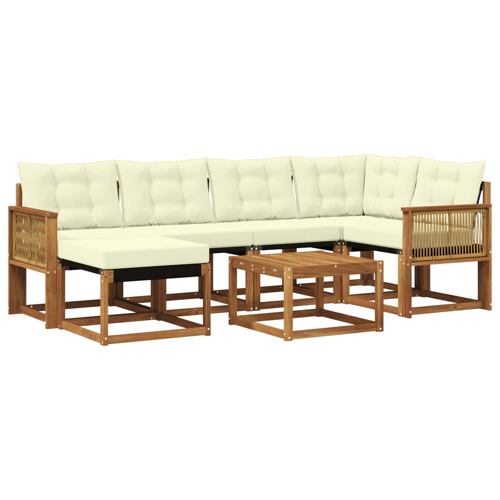Outdoor-Sofagarnitur mit Kissen 7 pcs Natur und Creme