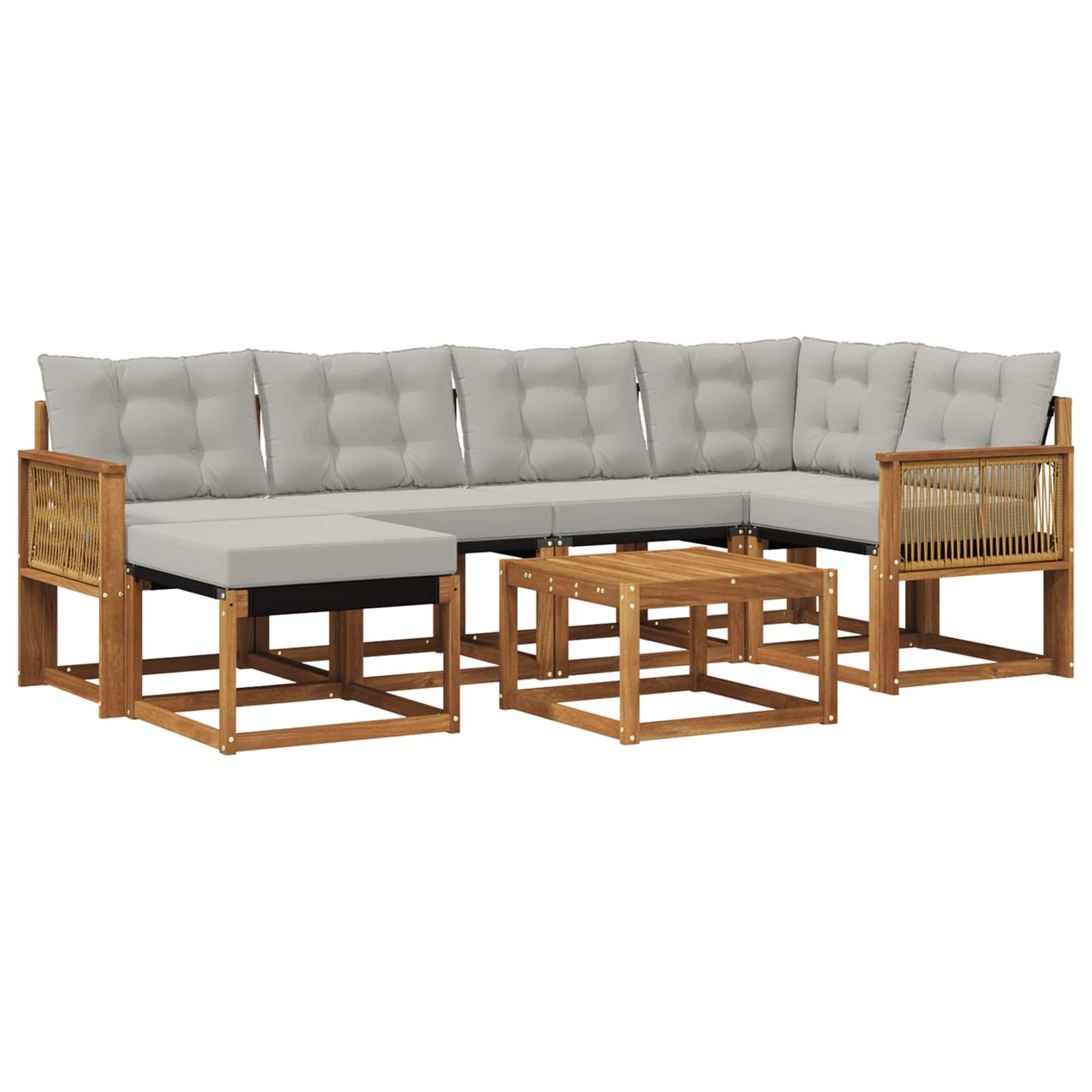 Outdoor-Sofagarnitur mit Kissen 7 pcs Natürlich und Hellgrau