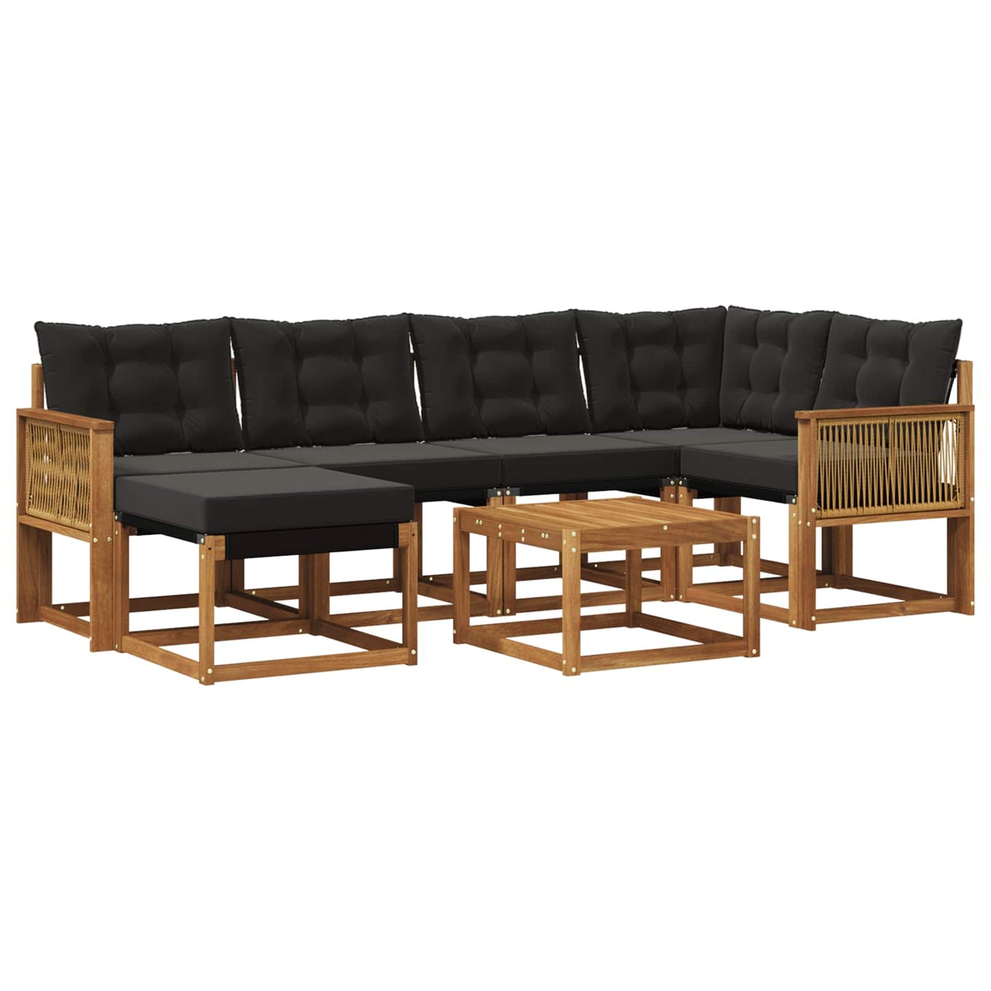 Outdoor-Sofagarnitur mit Kissen 7 pcs Natürlich und Schwarz