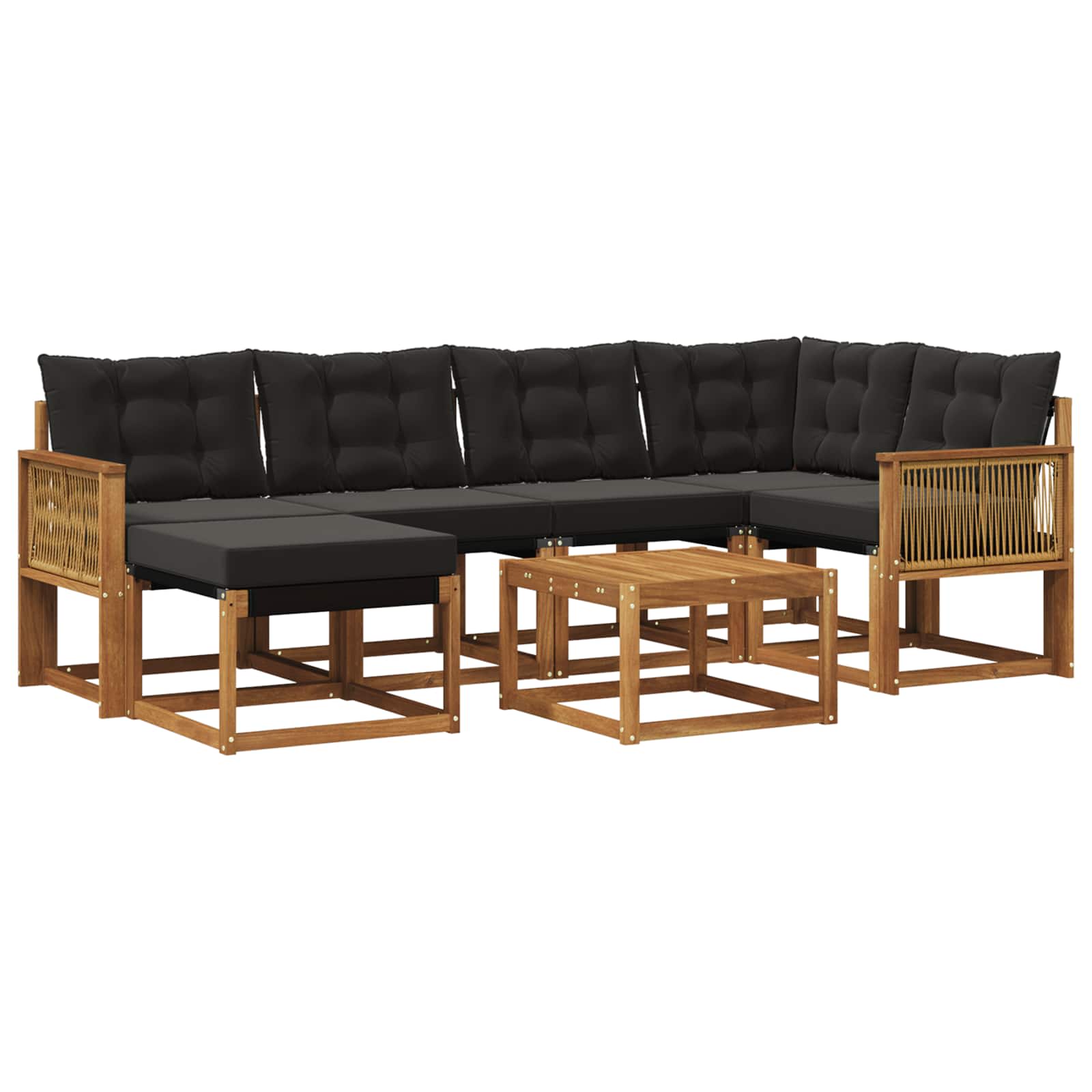 Outdoor-Sofagarnitur mit Kissen 7 pcs Natürlich und Schwarz