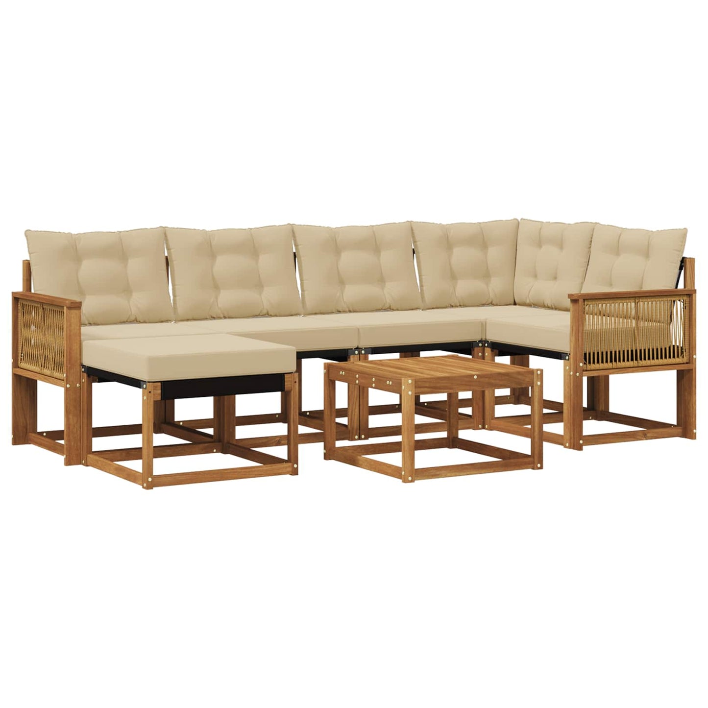 Outdoor-Sofagarnitur mit Kissen 7 pcs Natur und Beige