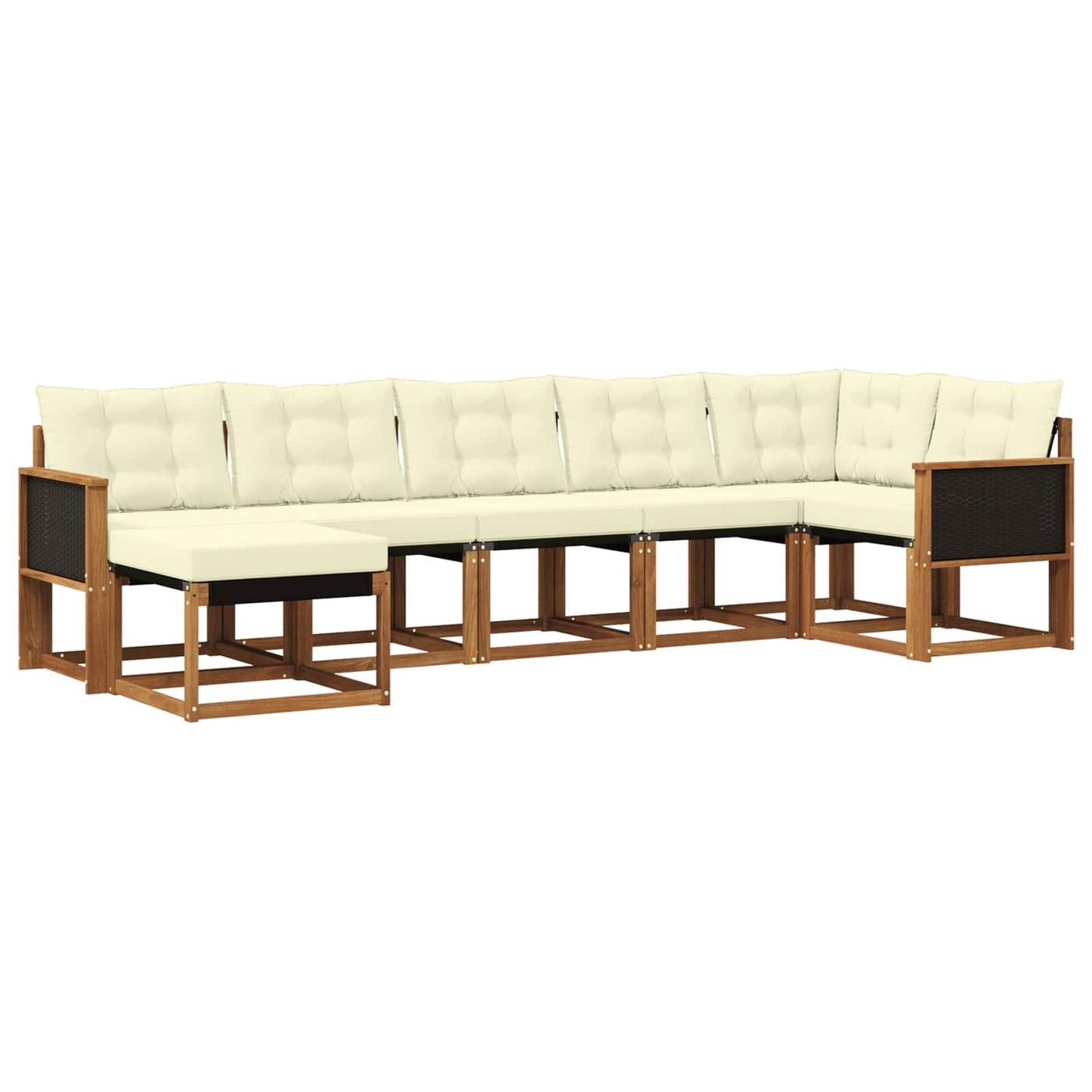 Outdoor-Sofagarnitur 7 stk. Natur und Creme