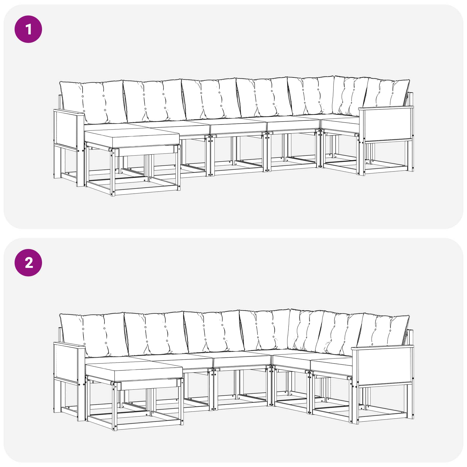 Outdoor-Sofagarnitur 7 stk. Natur und Creme