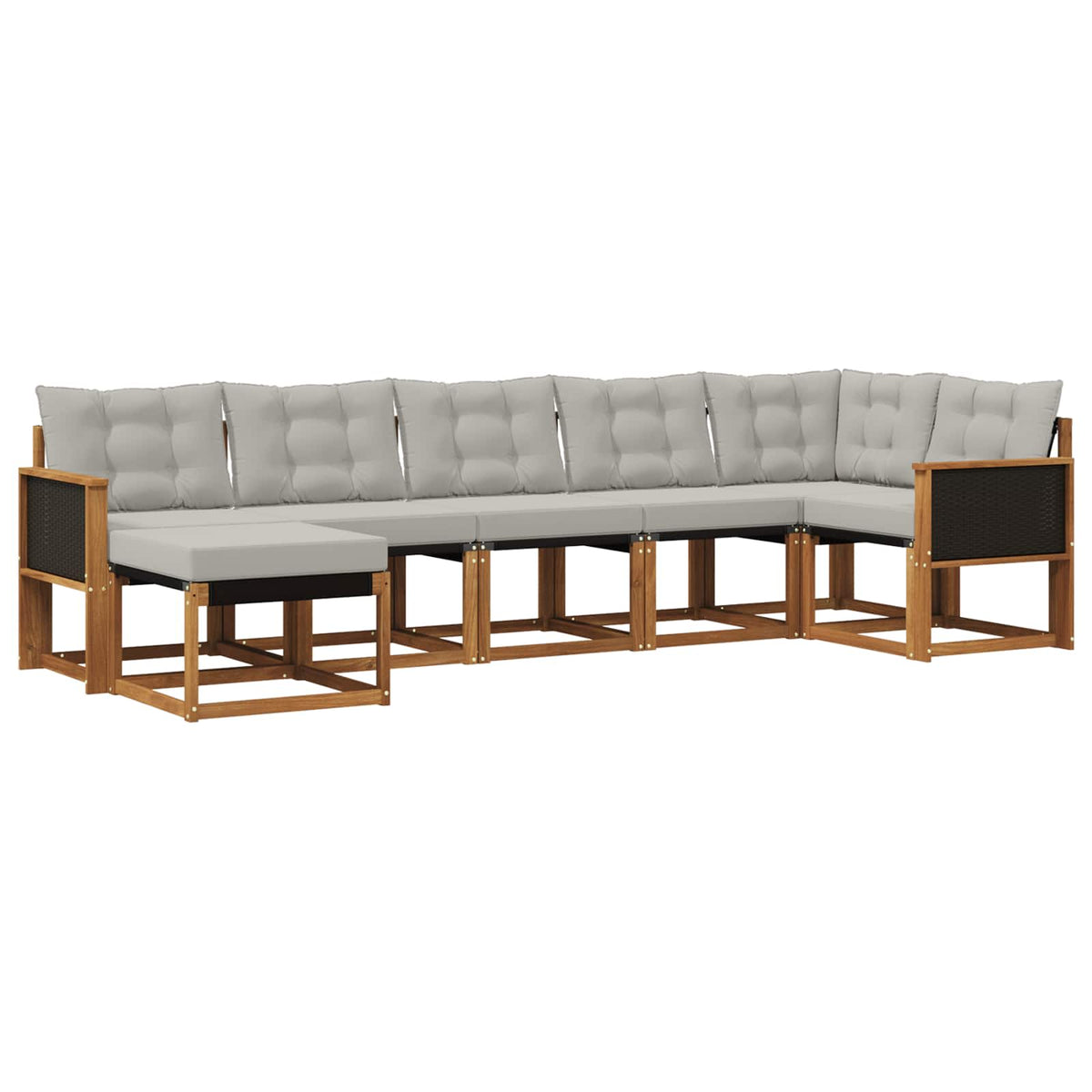 Outdoor-Sofagarnitur 7 stk. Natur und Hellgrau