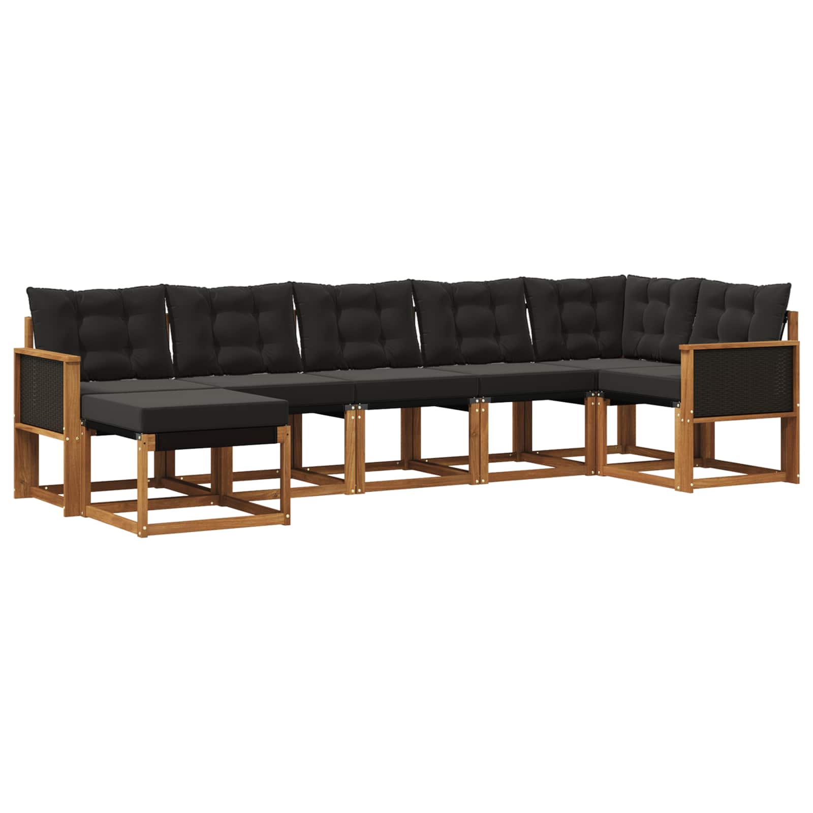 Outdoor-Sofagarnitur mit Kissen 7 pcs Natürlich und Schwarz