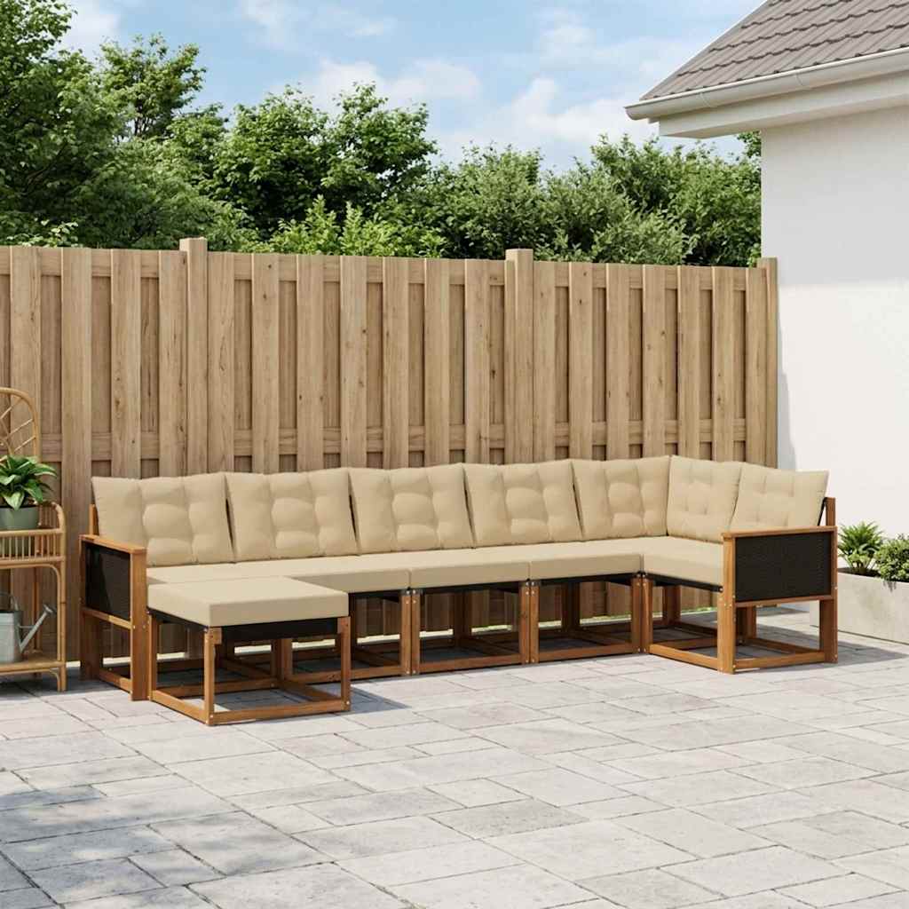 Outdoor-Sofagarnitur mit Kissen 7 pcs Natur und Beige
