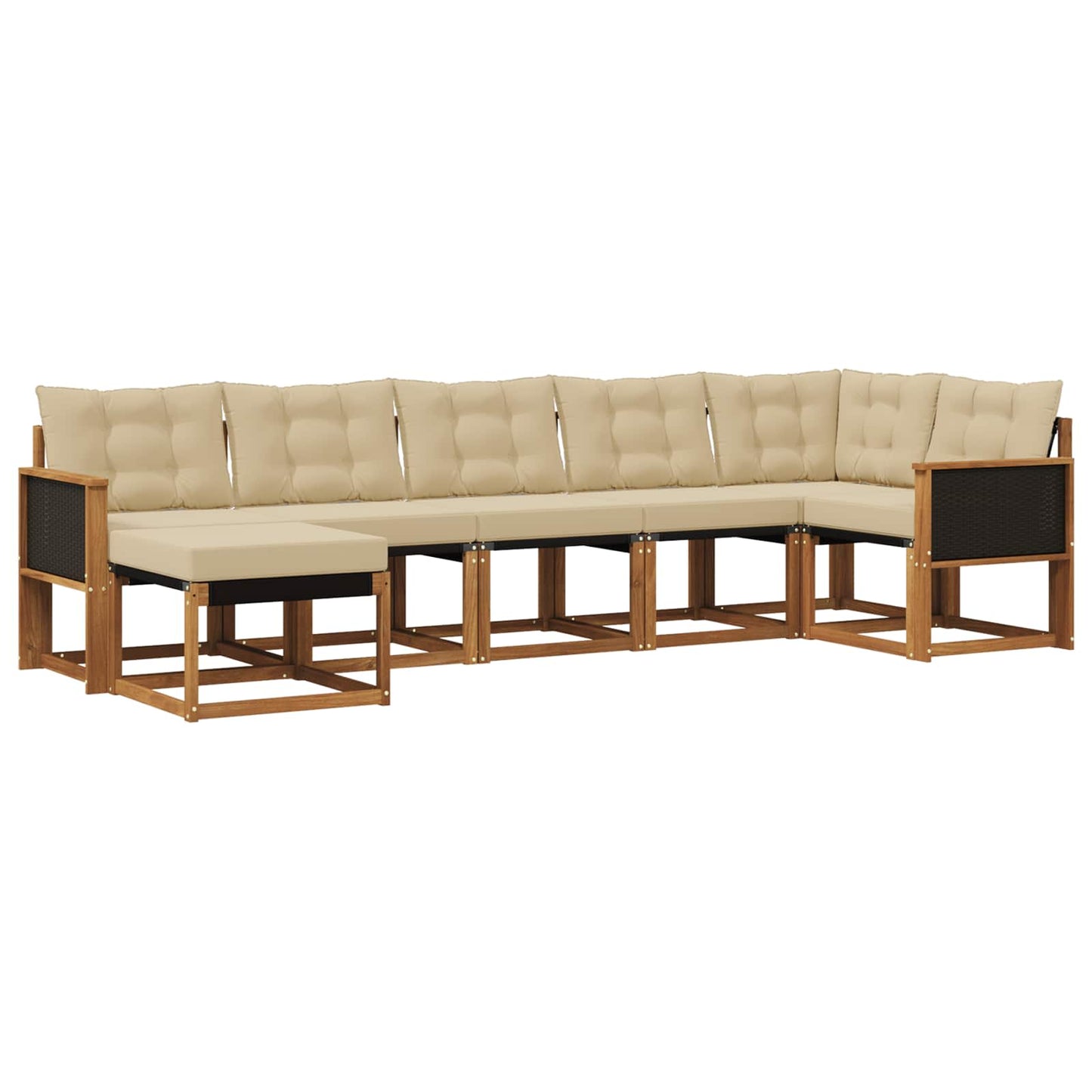 Outdoor-Sofagarnitur mit Kissen 7 pcs Natur und Beige