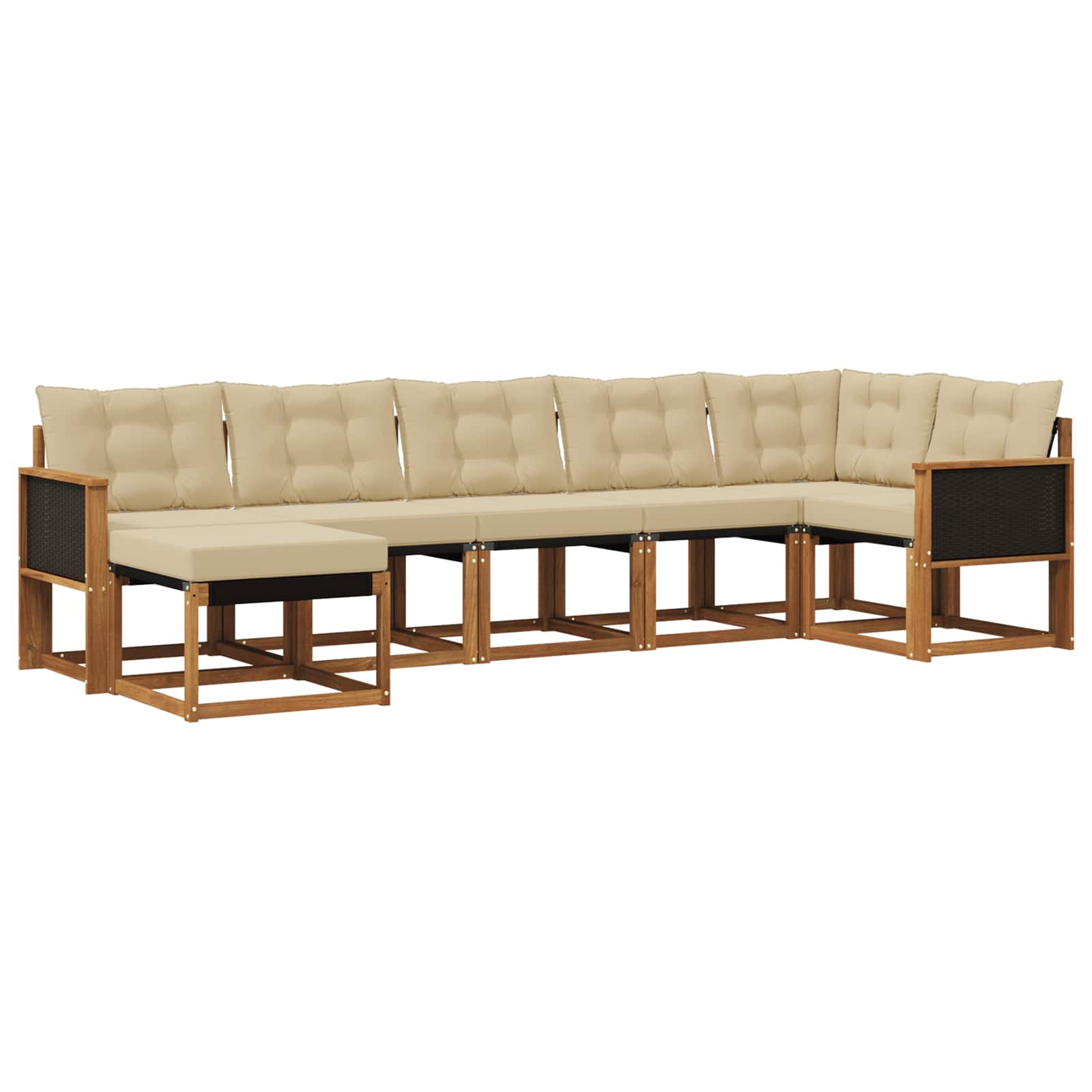 Outdoor-Sofagarnitur mit Kissen 7 pcs Natur und Beige