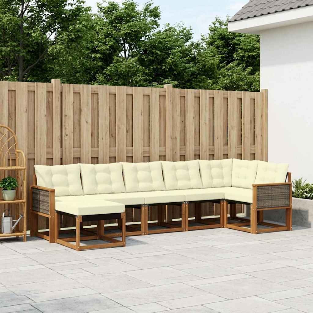 Outdoor-Sofagarnitur mit Kissen 7 pcs Natur und Creme