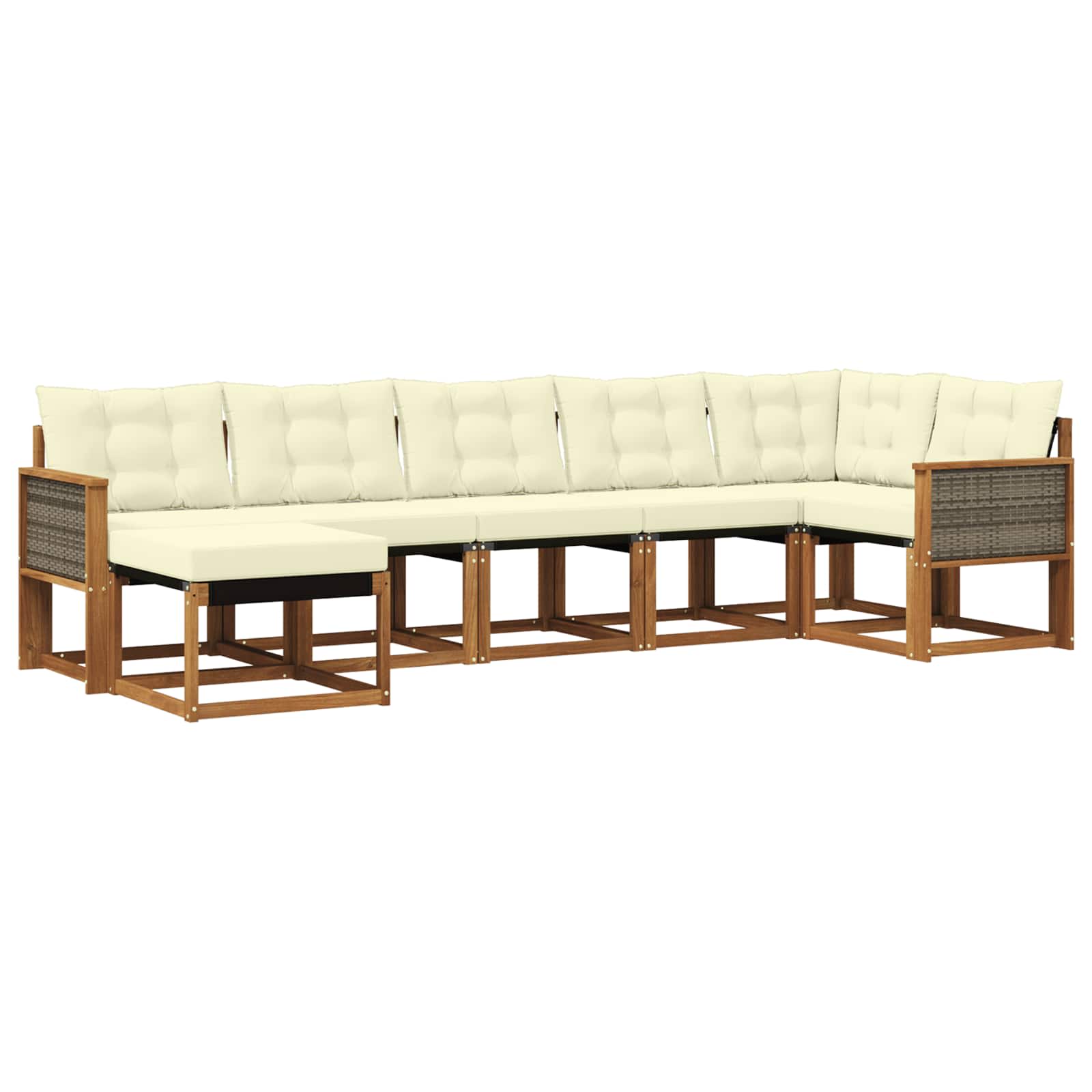 Outdoor-Sofagarnitur mit Kissen 7 pcs Natur und Creme