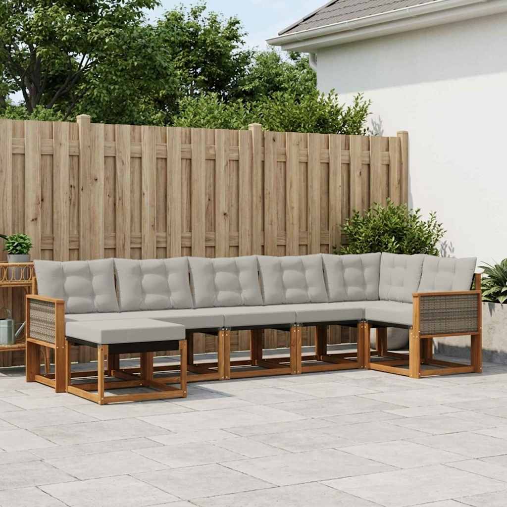 Outdoor-Sofagarnitur 7 stk. Natur und Hellgrau
