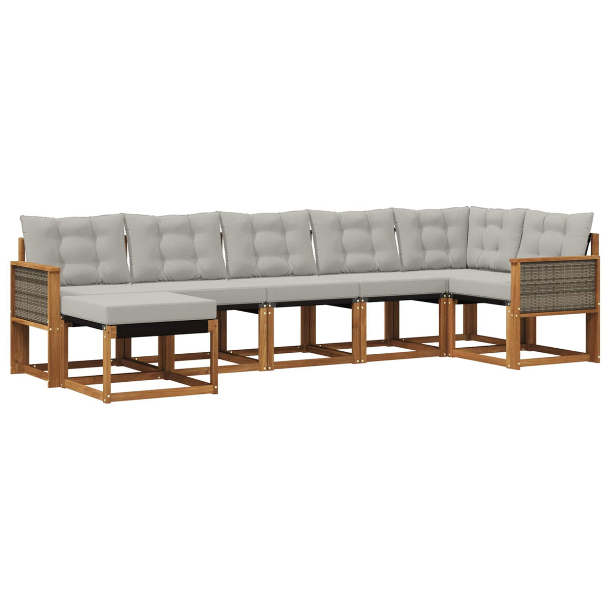 Outdoor-Sofagarnitur 7 stk. Natur und Hellgrau