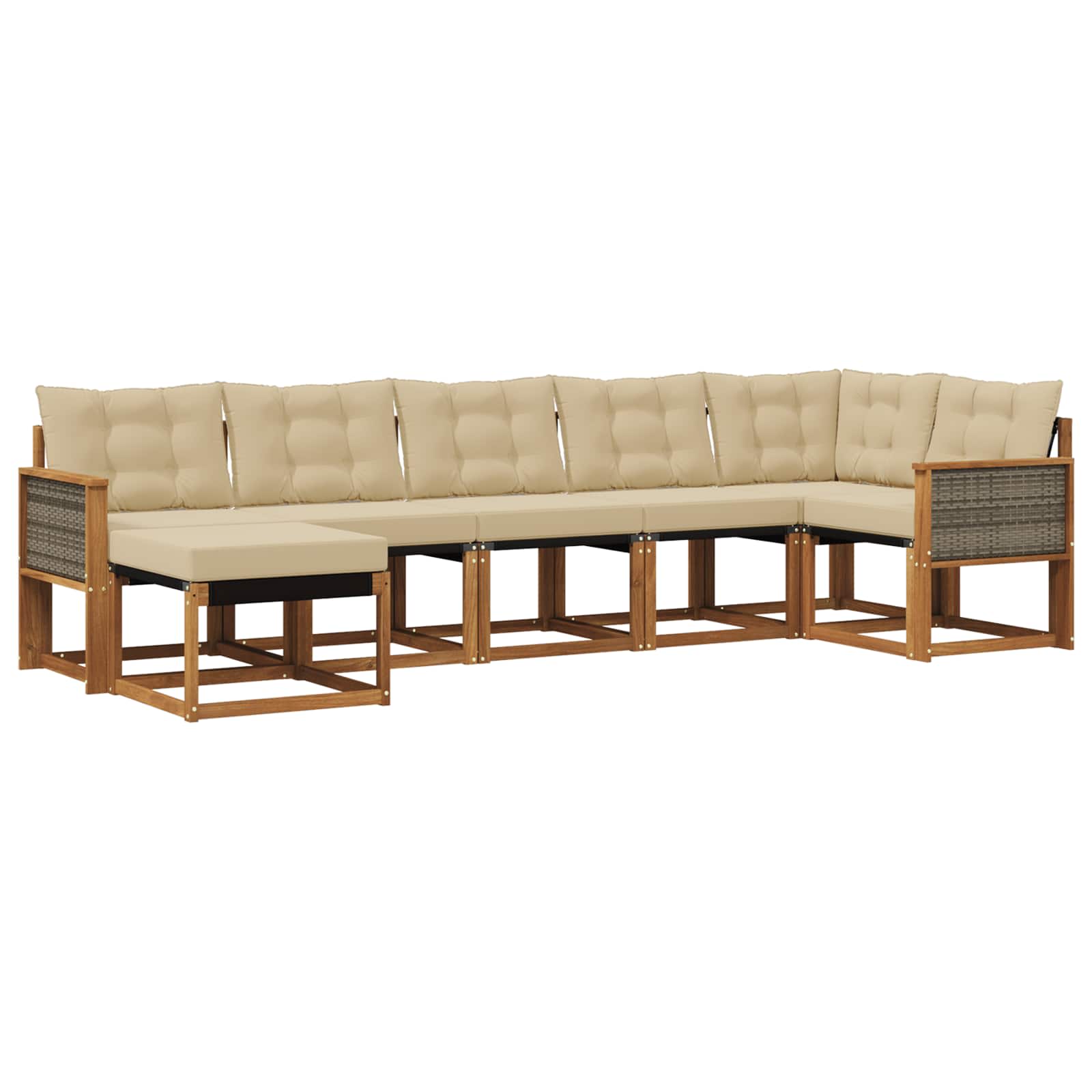 Outdoor-Sofagarnitur mit Kissen 7 pcs Natur und Beige
