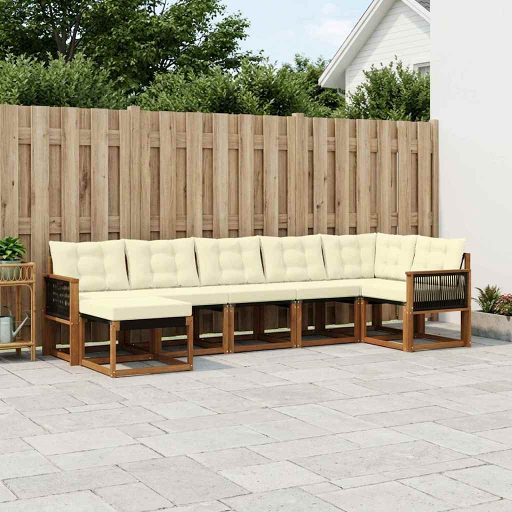 Outdoor-Sofagarnitur 7 stk. Natur und Creme