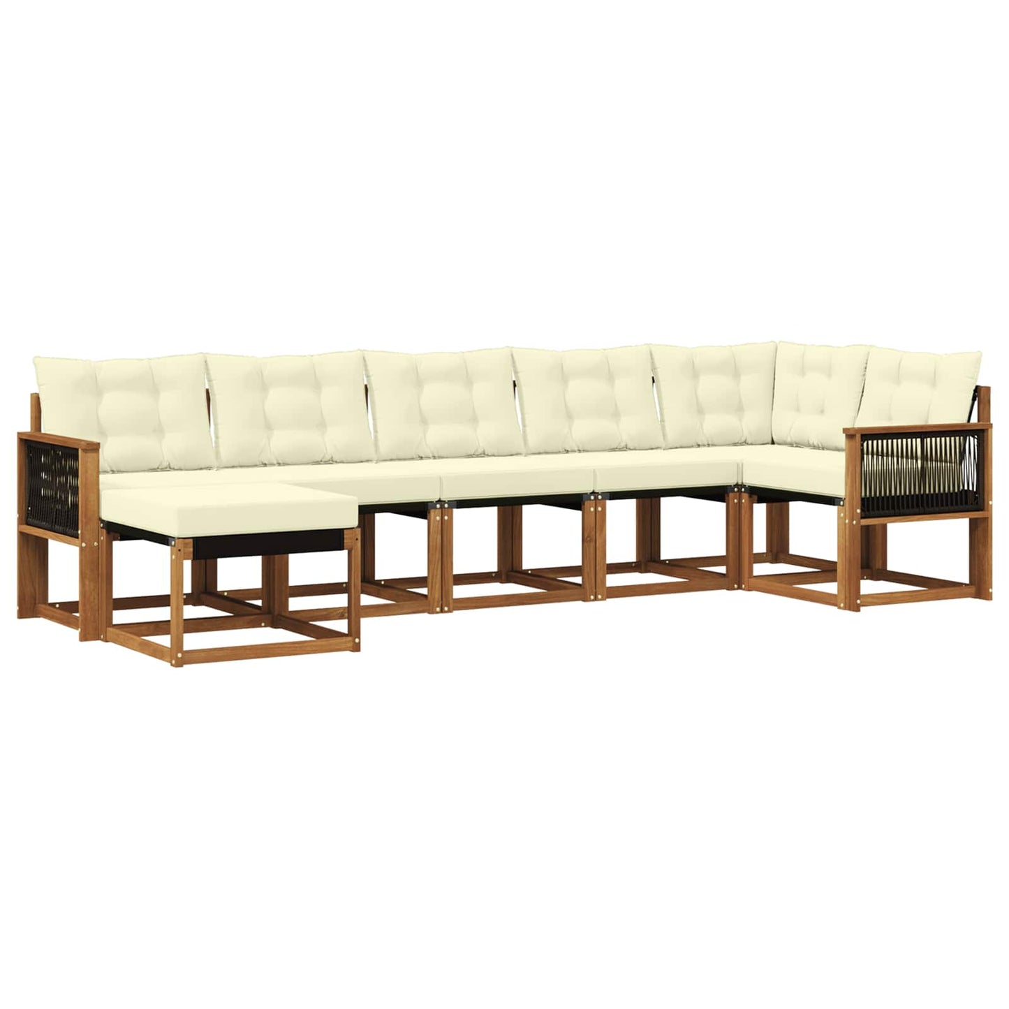 Outdoor-Sofagarnitur 7 stk. Natur und Creme