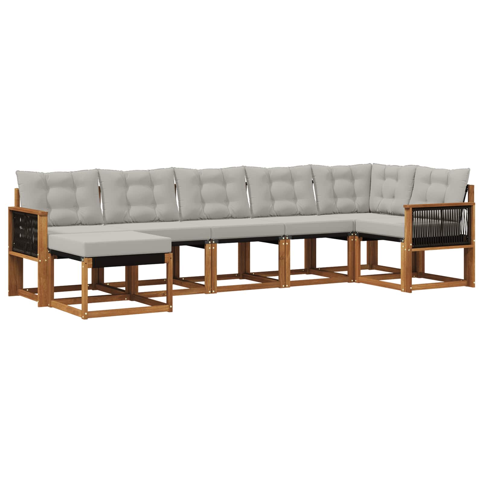 Outdoor-Sofagarnitur mit Kissen 7 pcs Natürlich und Hellgrau
