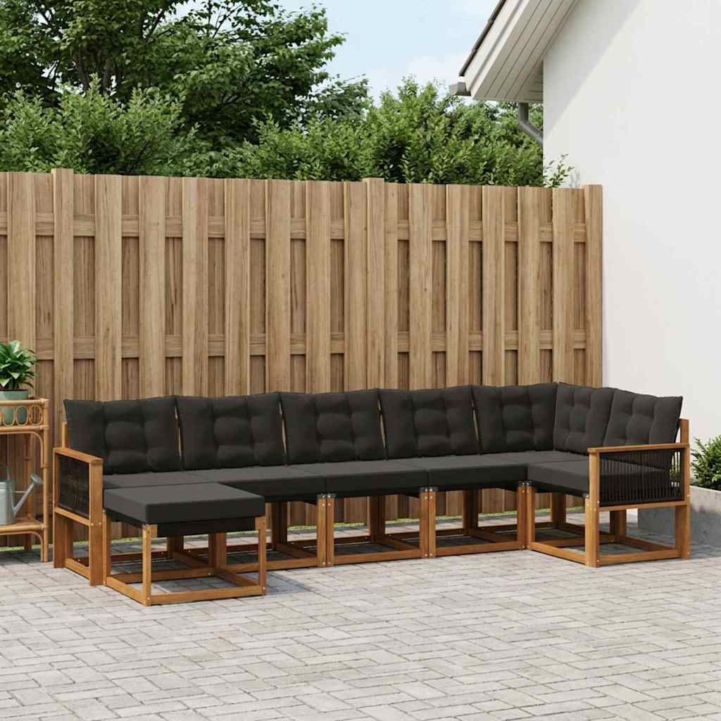 Outdoor-Sofagarnitur mit Kissen 7 pcs Natürlich und Schwarz