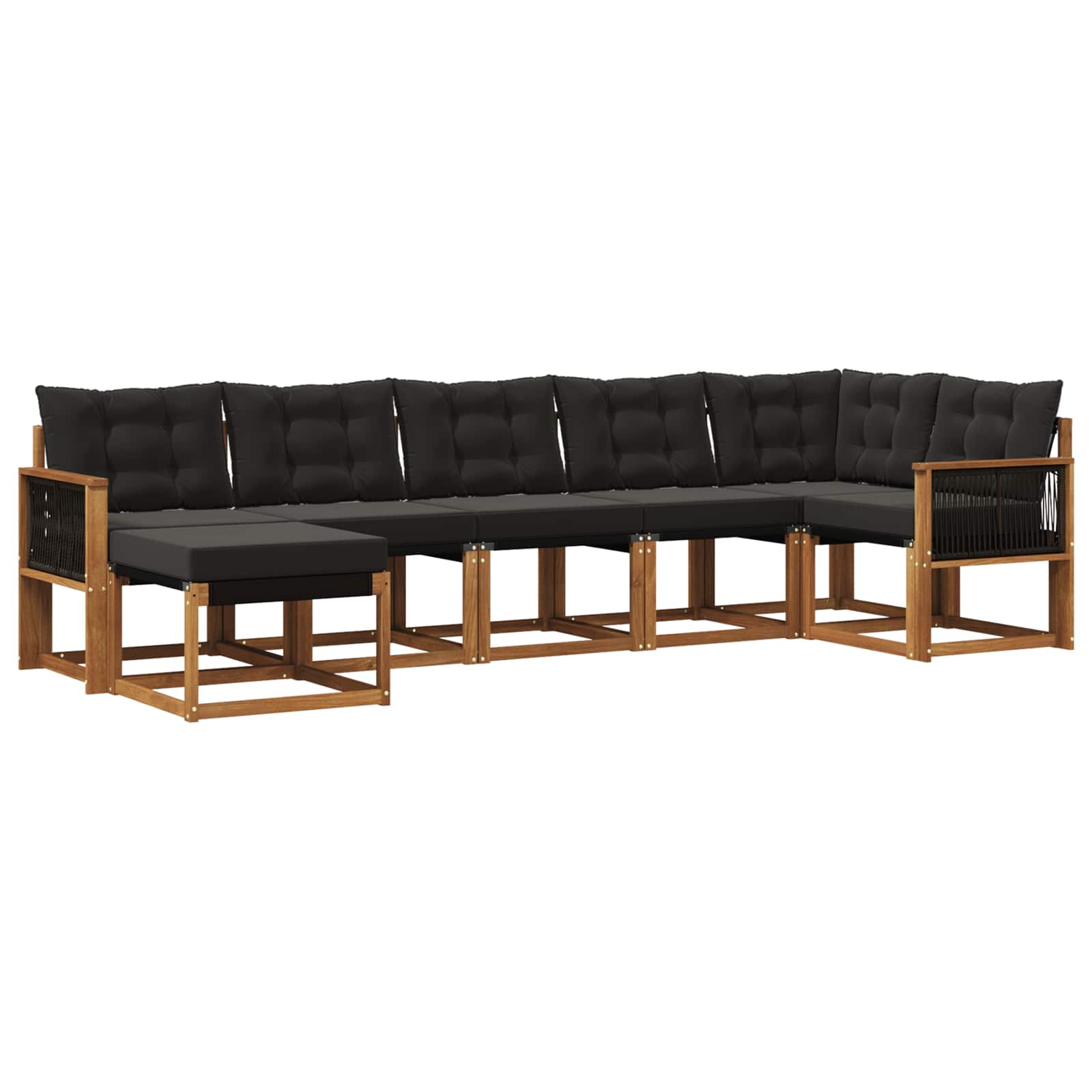 Outdoor-Sofagarnitur mit Kissen 7 pcs Natürlich und Schwarz