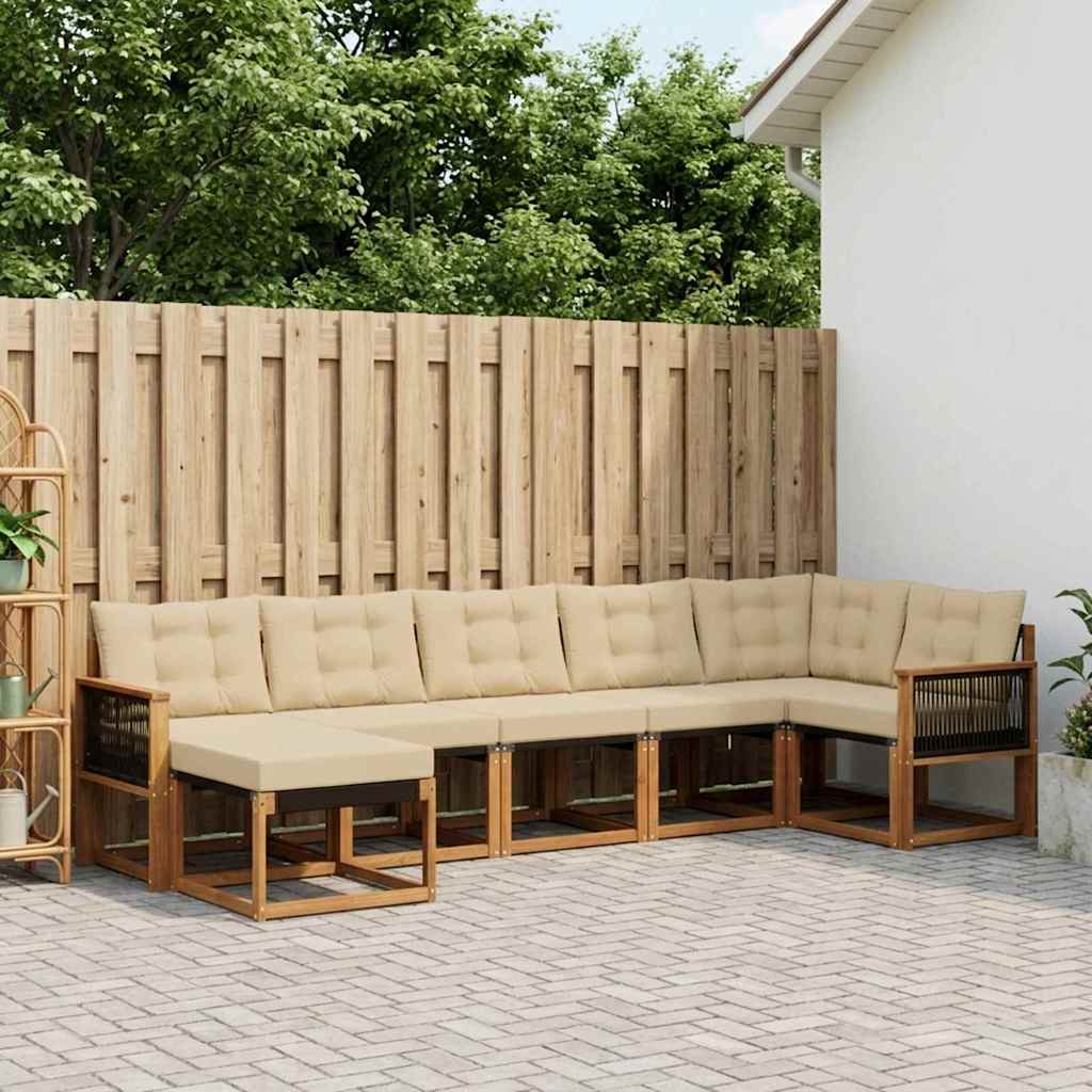 Outdoor-Sofagarnitur mit Kissen 7 pcs Natur und Beige