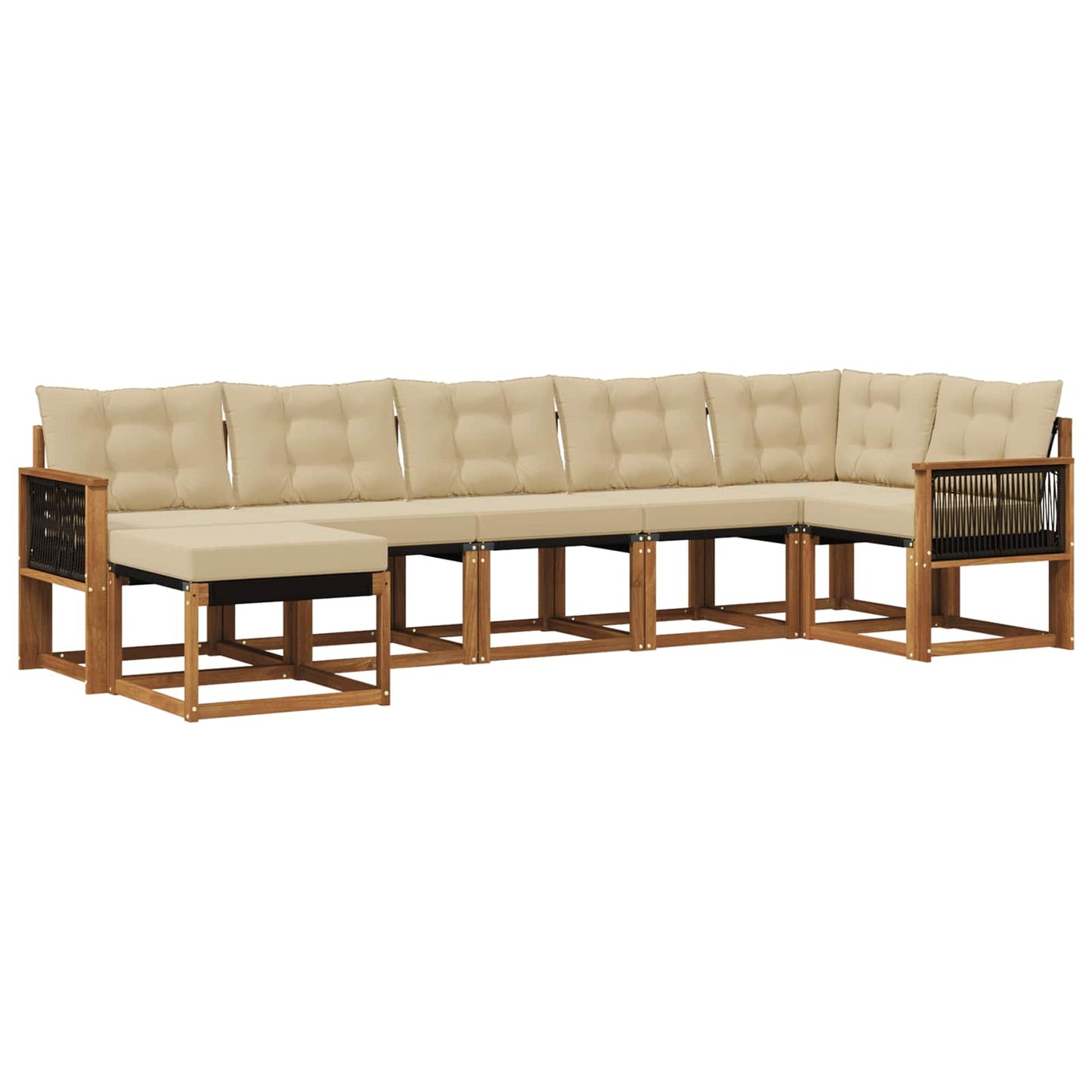 Outdoor-Sofagarnitur mit Kissen 7 pcs Natur und Beige