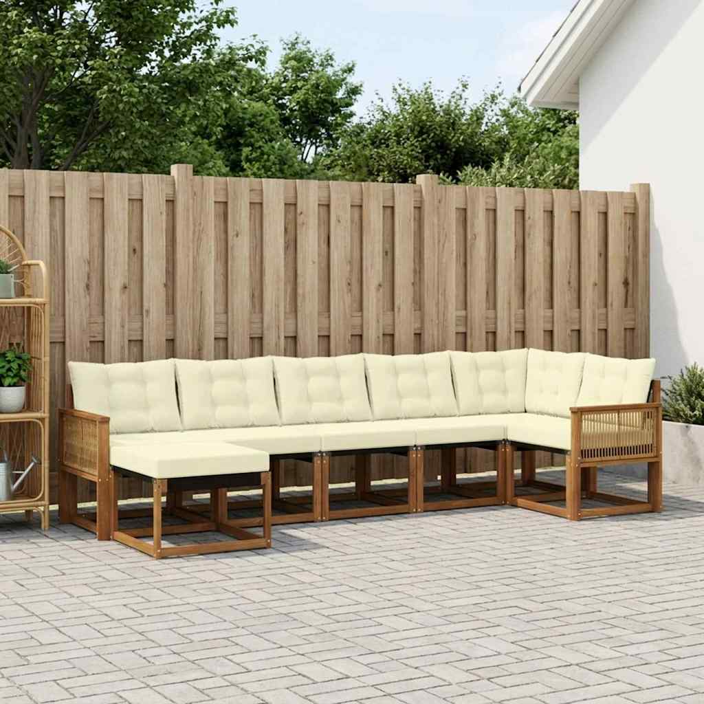 Outdoor-Sofagarnitur mit Kissen 7 pcs Natur und Creme