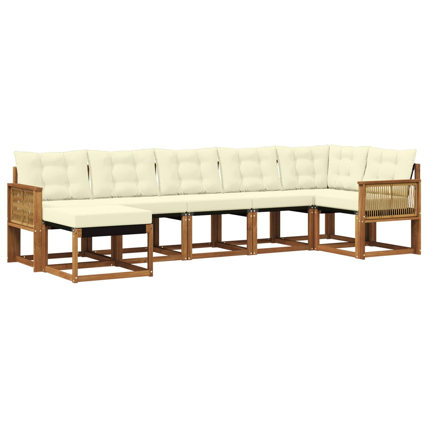 Outdoor-Sofagarnitur mit Kissen 7 pcs Natur und Creme