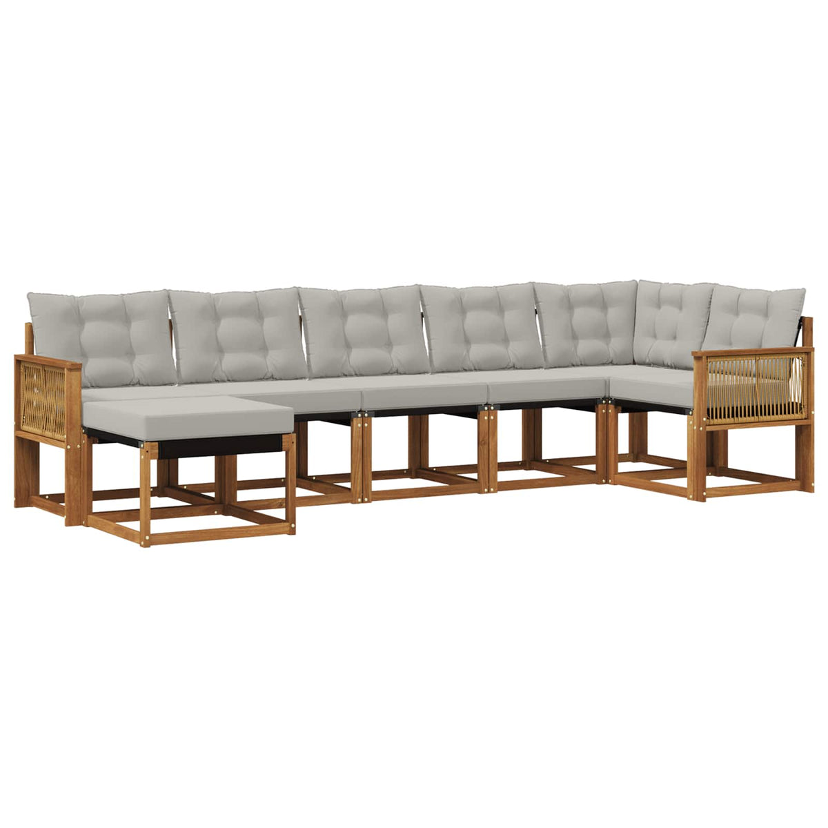 Outdoor-Sofagarnitur 7 stk. Natur und Hellgrau