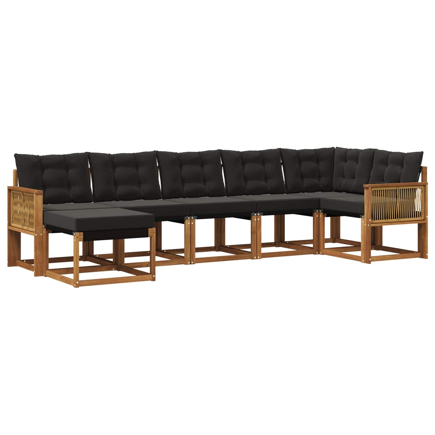Outdoor-Sofagarnitur mit Kissen 7 pcs Natürlich und Schwarz