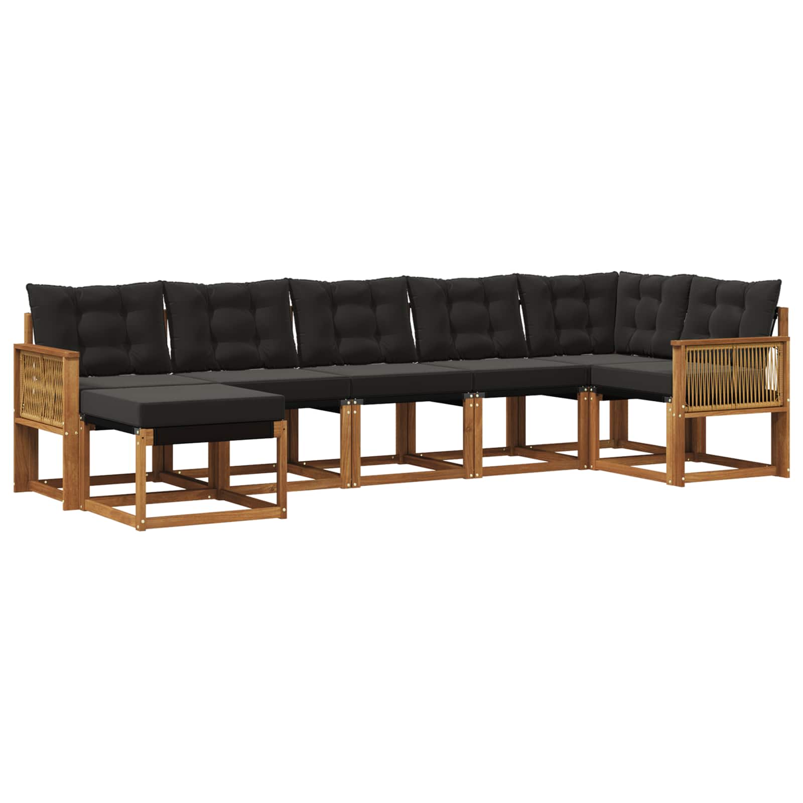 Outdoor-Sofagarnitur mit Kissen 7 pcs Natürlich und Schwarz
