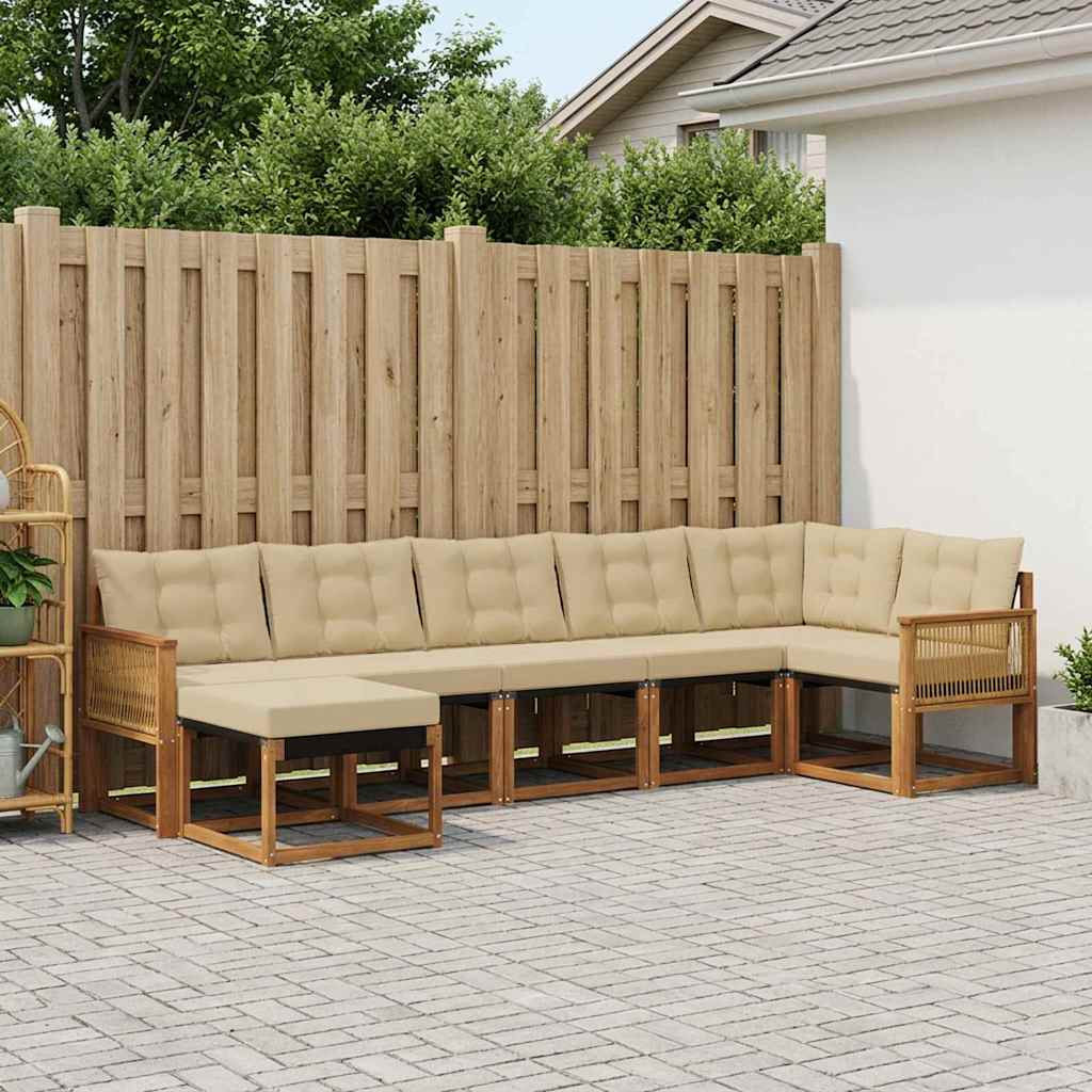Outdoor-Sofagarnitur mit Kissen 7 pcs Natur und Beige