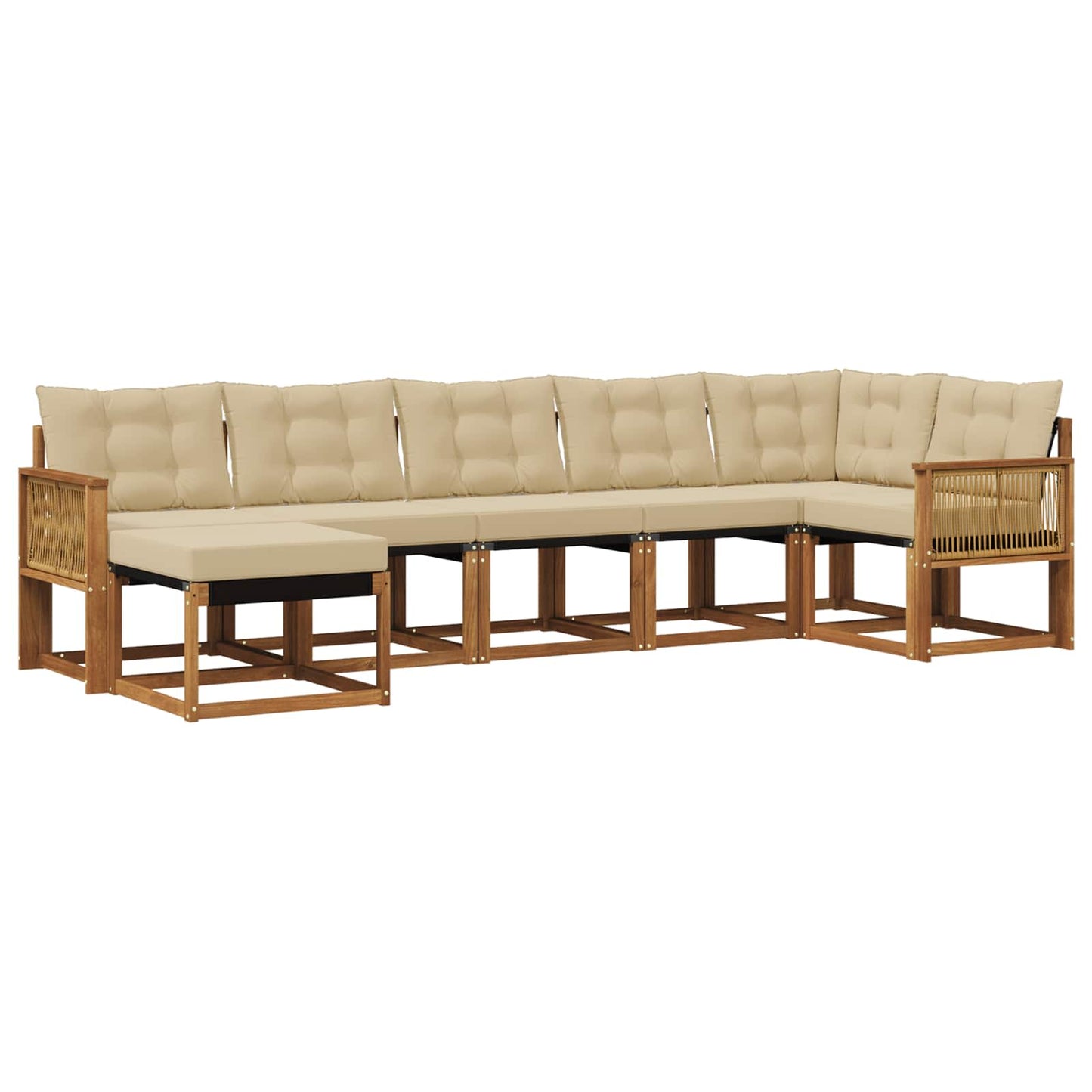 Outdoor-Sofagarnitur mit Kissen 7 pcs Natur und Beige